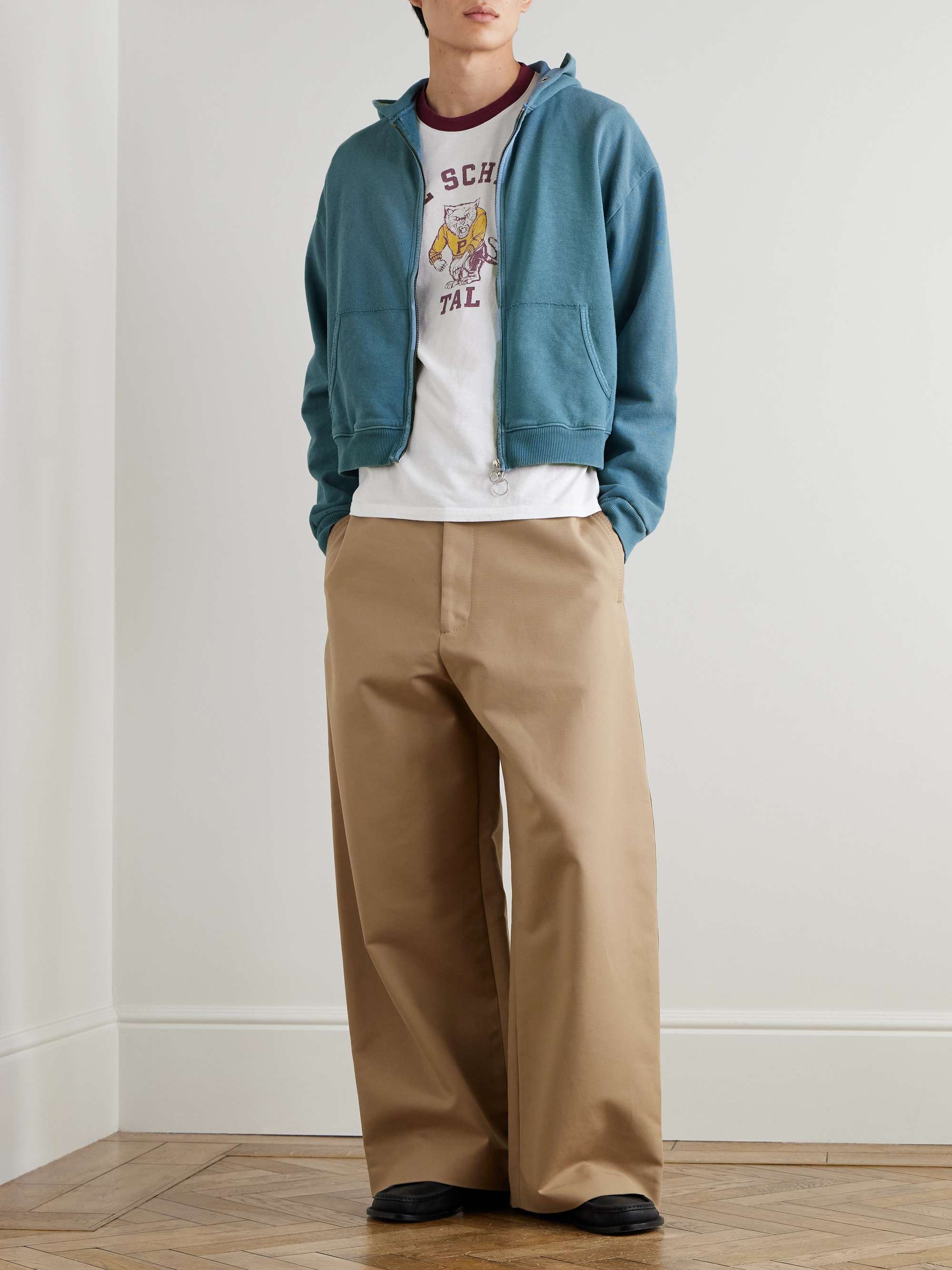 Piped Printed Cotton-Jersey T-Shirt view