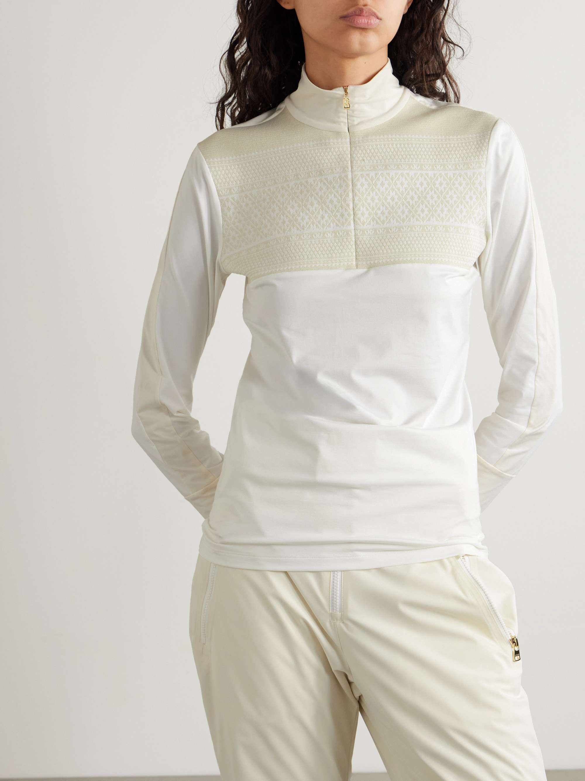 Elissa intarsia knit-trimmed stretch-jersey base layer view