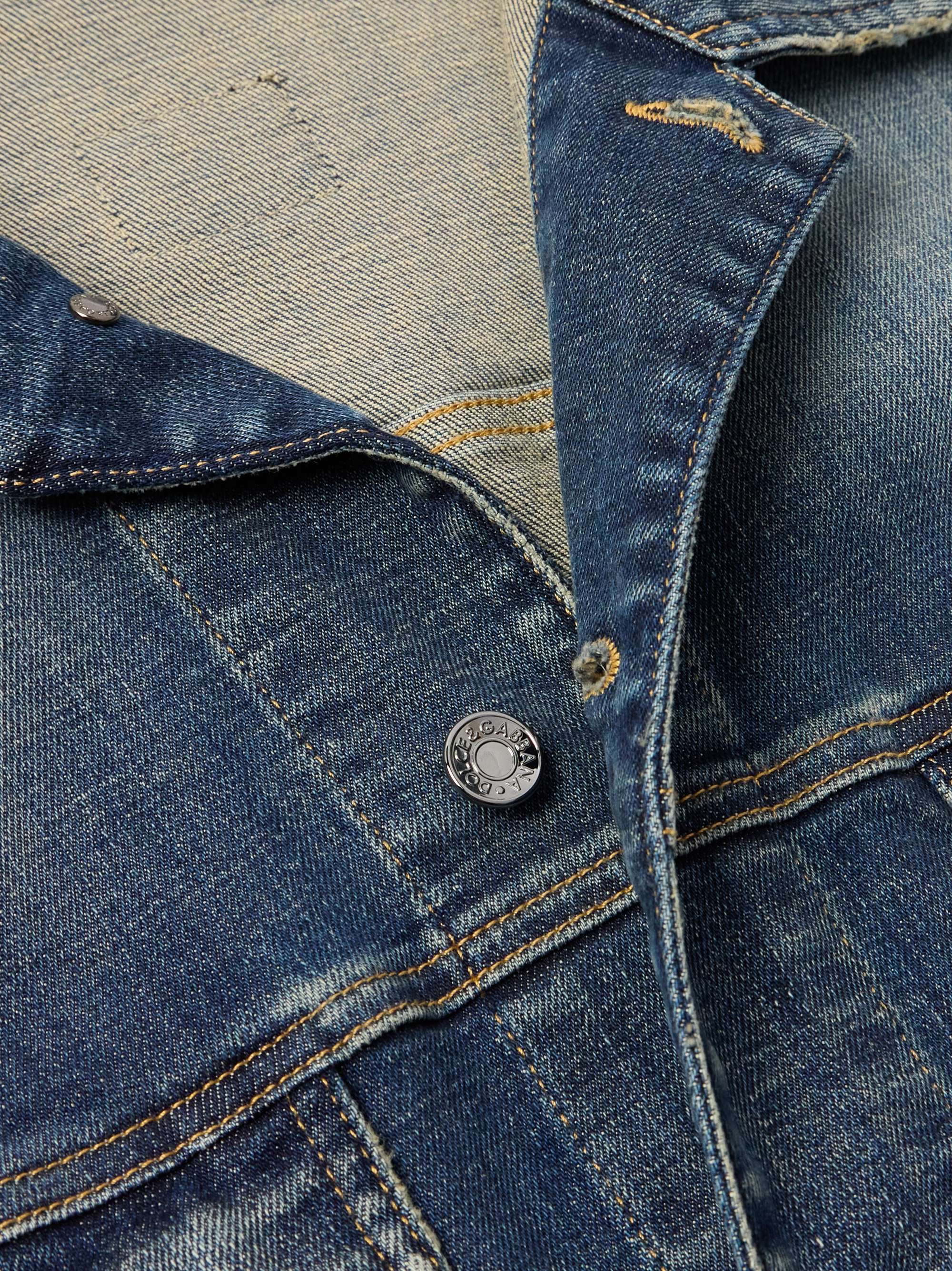 Logo-Appliquéd Washed-Denim Jacket view