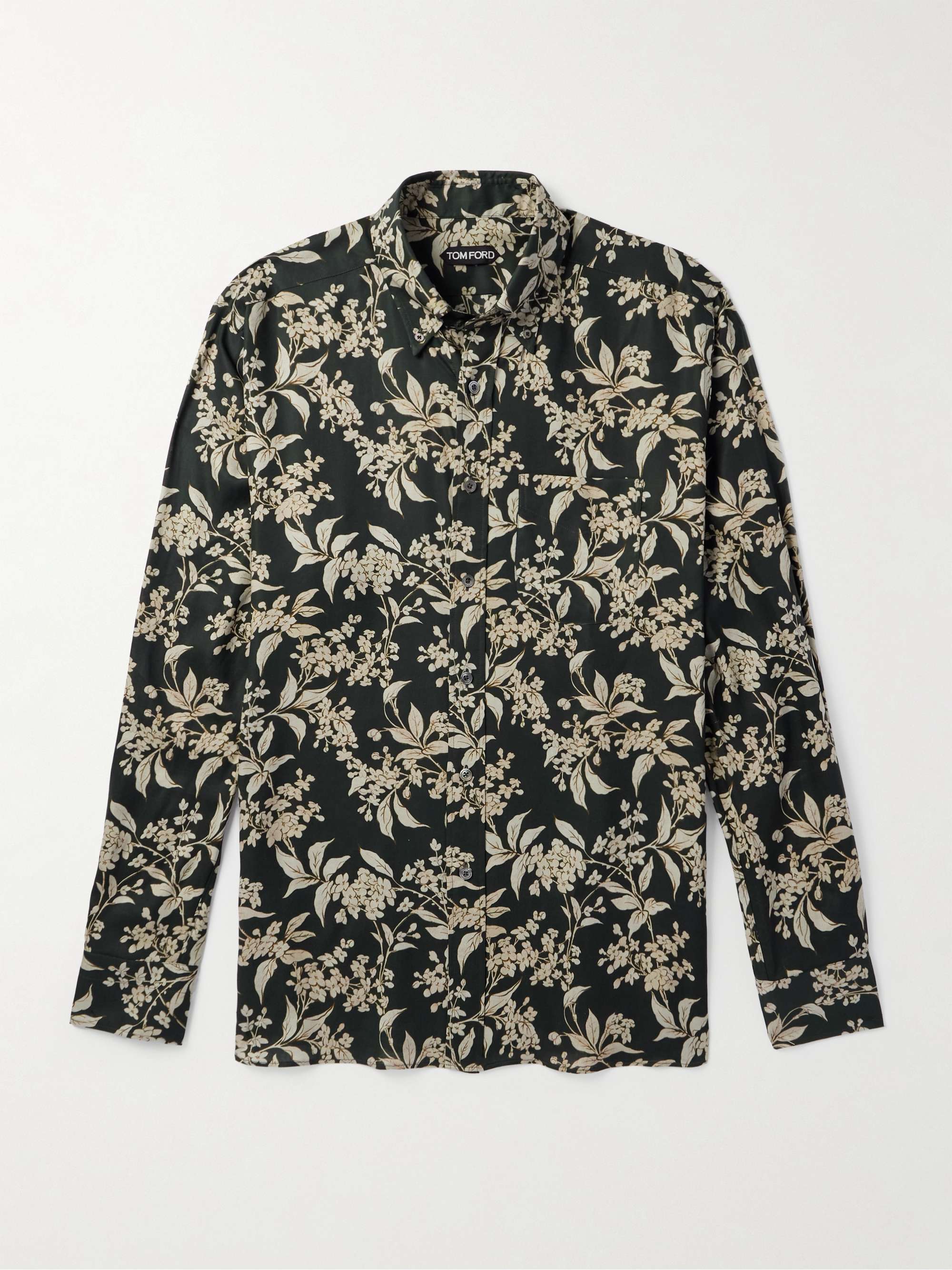 Keith Button-Down Collar Floral-Print Lyocell-Twill Shirt view
