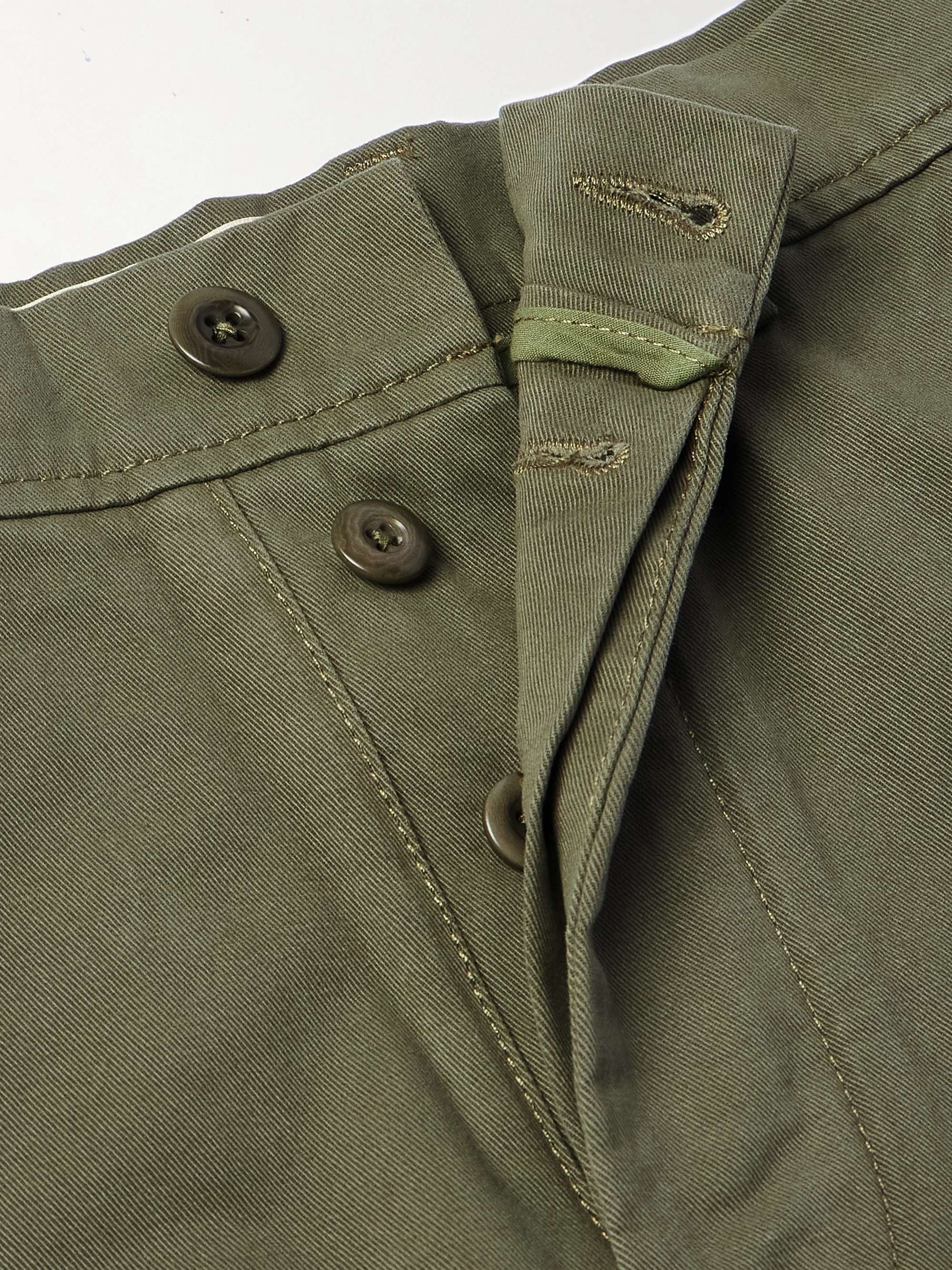 Straight-Leg Garment-Dyed Cotton-Twill Trousers view