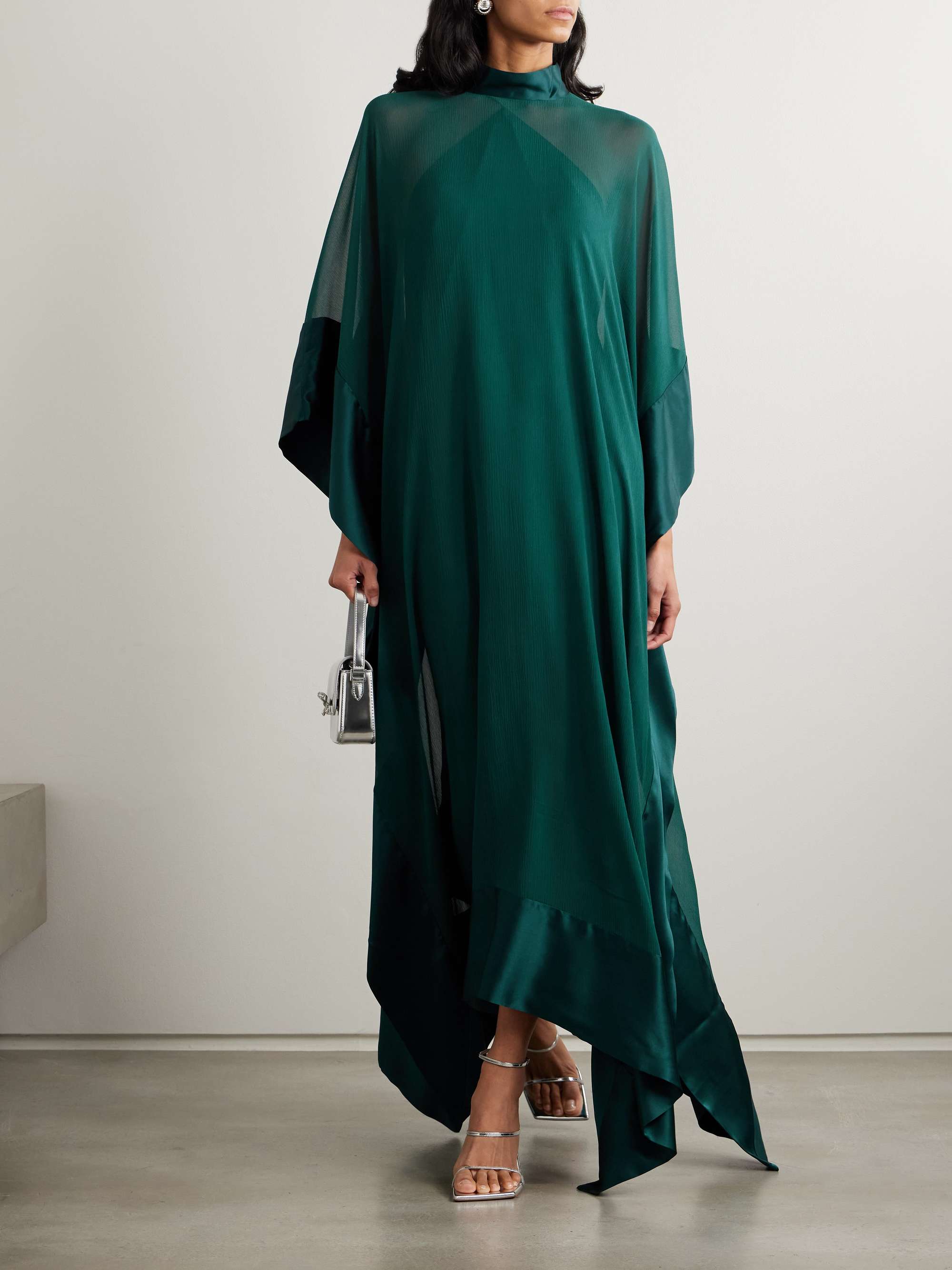 New Age Spirito satin-trimmed silk-chiffon gown view