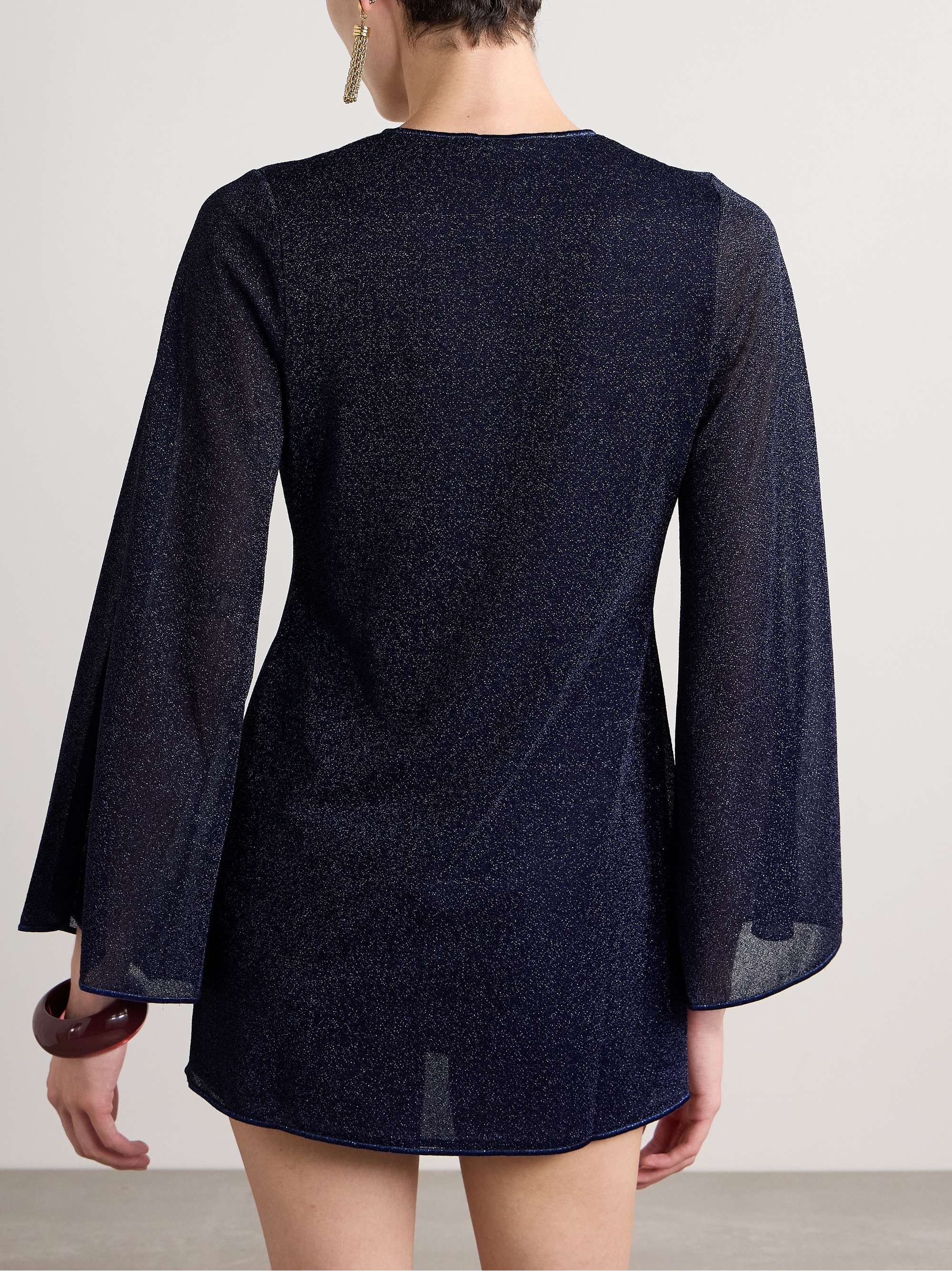 Lumière embellished metallic stretch-knit kaftan view