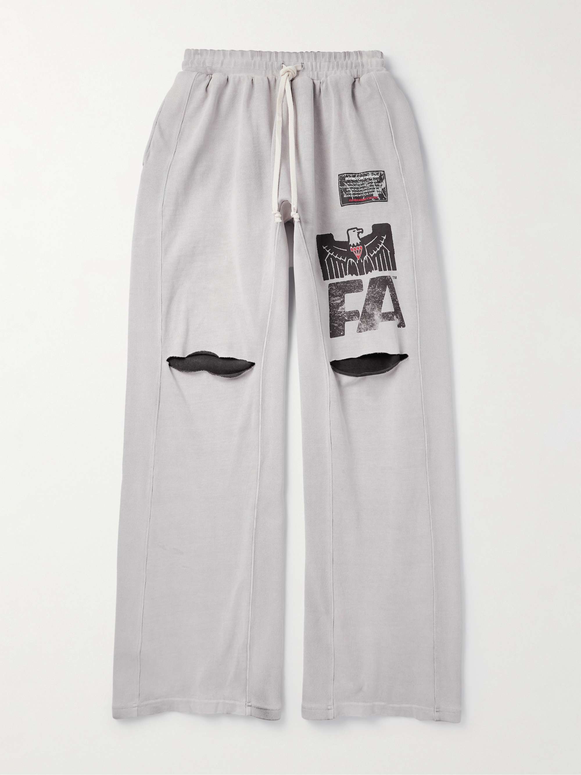 Flag Faster Wide-Leg Distressed Printed Cotton-Jersey Sweatpants view
