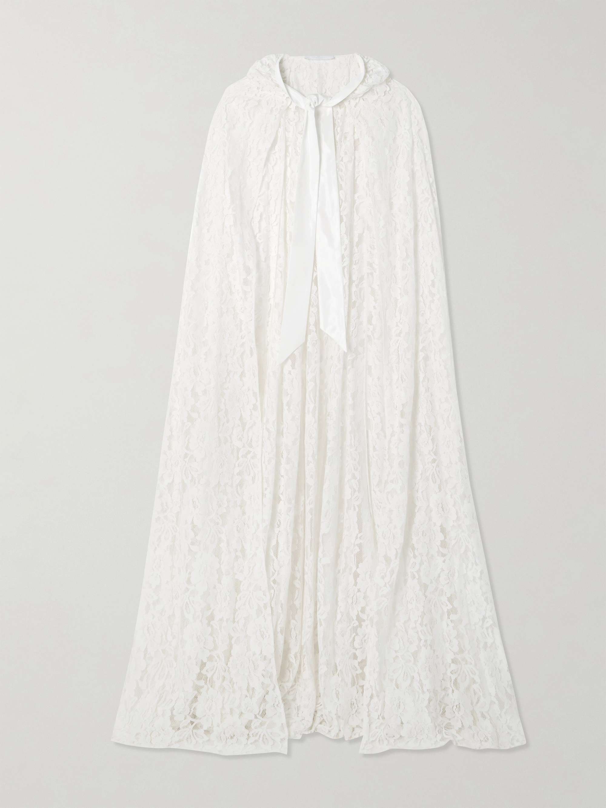 Dean hooded twill-trimmed lace cape view