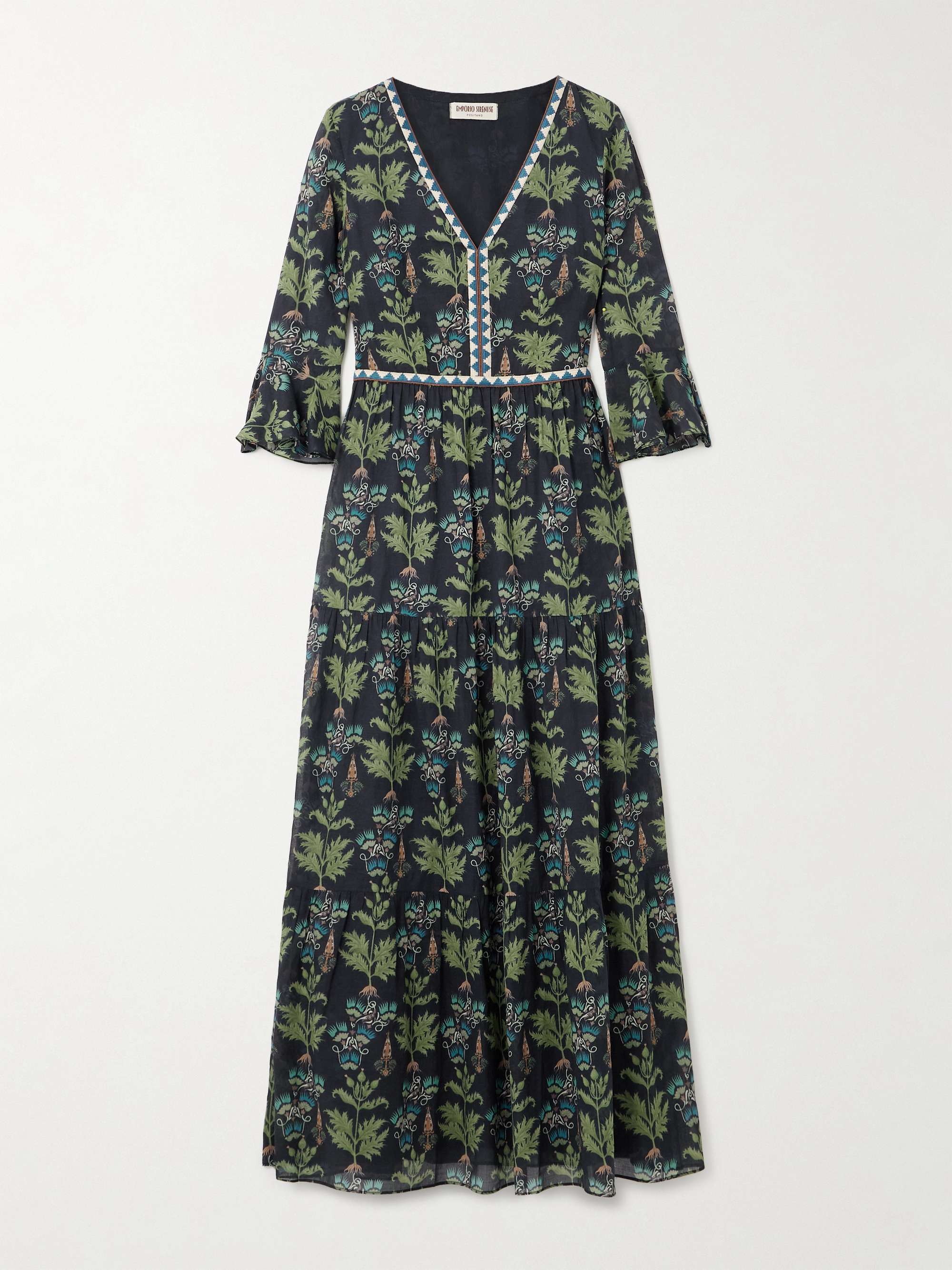 Bella embroidered printed cotton-poplin maxi dress view