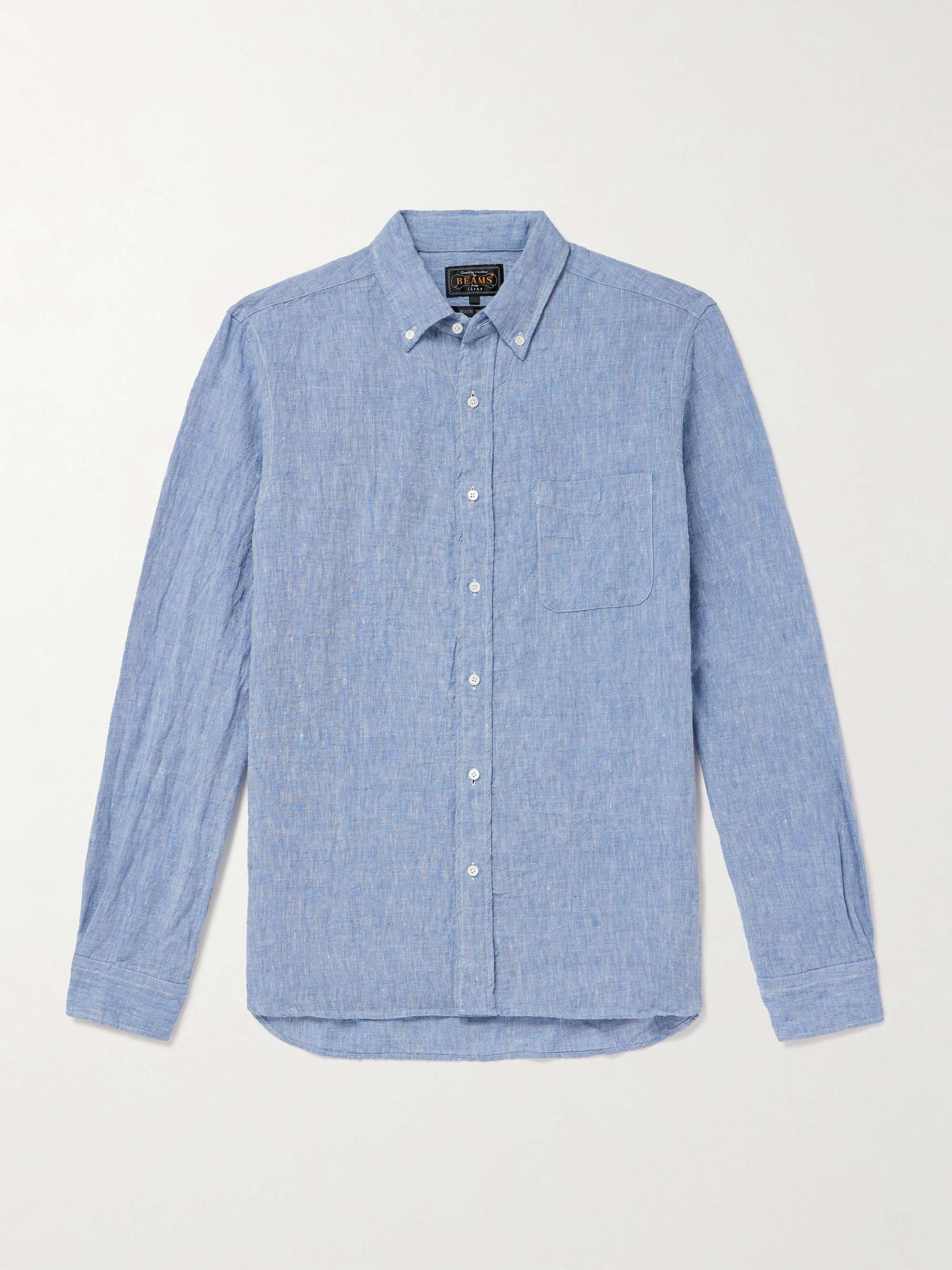 Button-Down Collar Linen-Chambray Shirt view