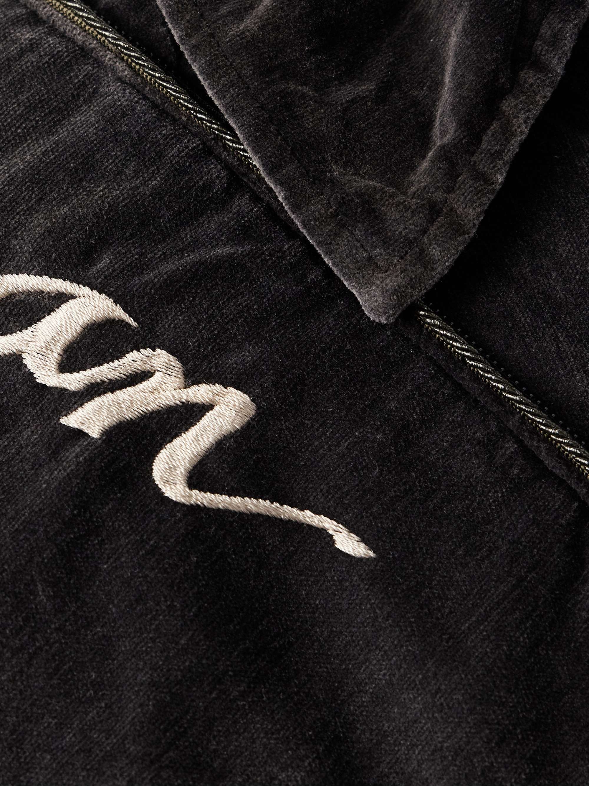 Sham Convertible Embroidered Cotton-Velvet Bomber Jacket view