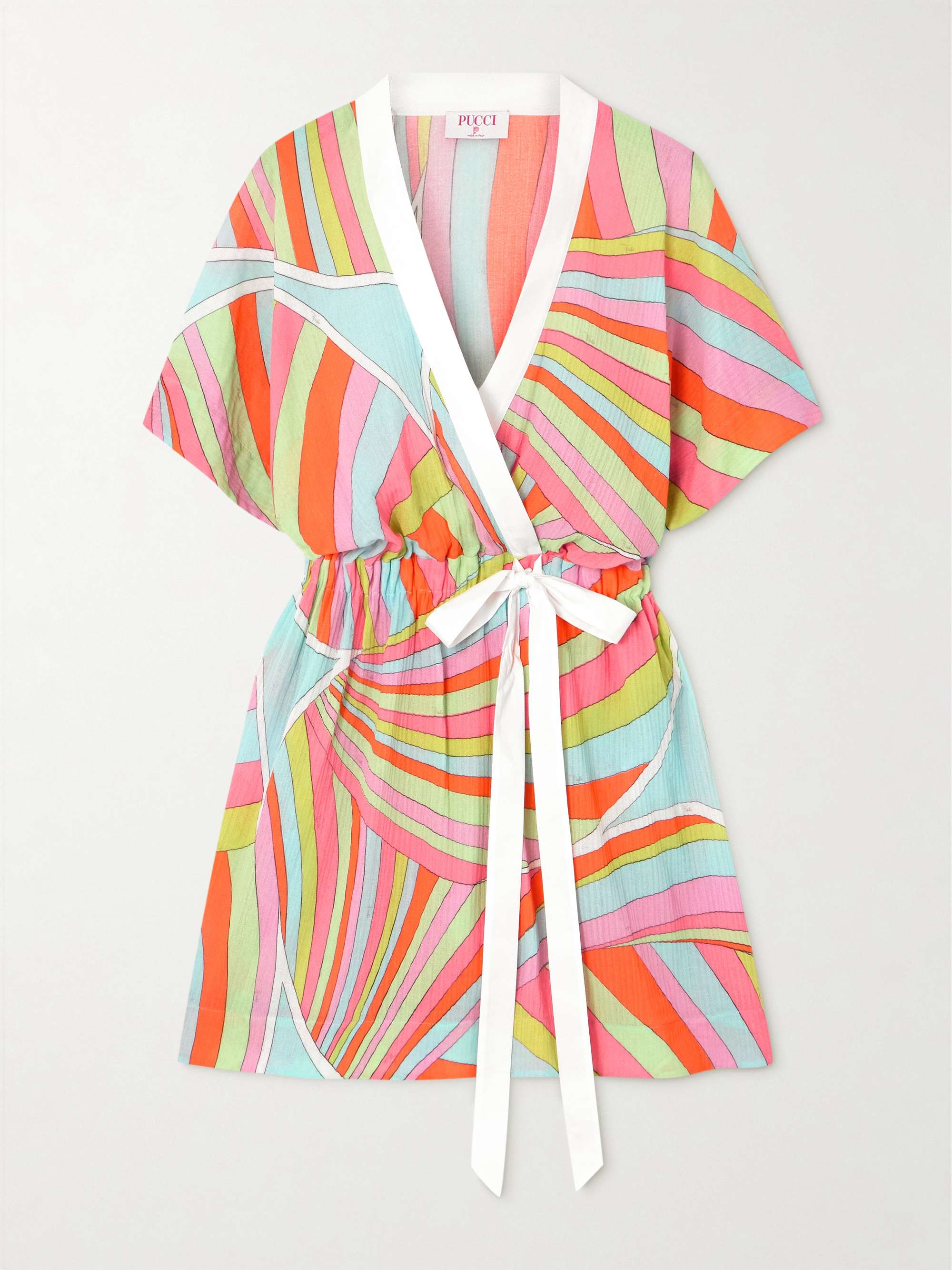 Wrap-effect printed cotton crepon mini dress view