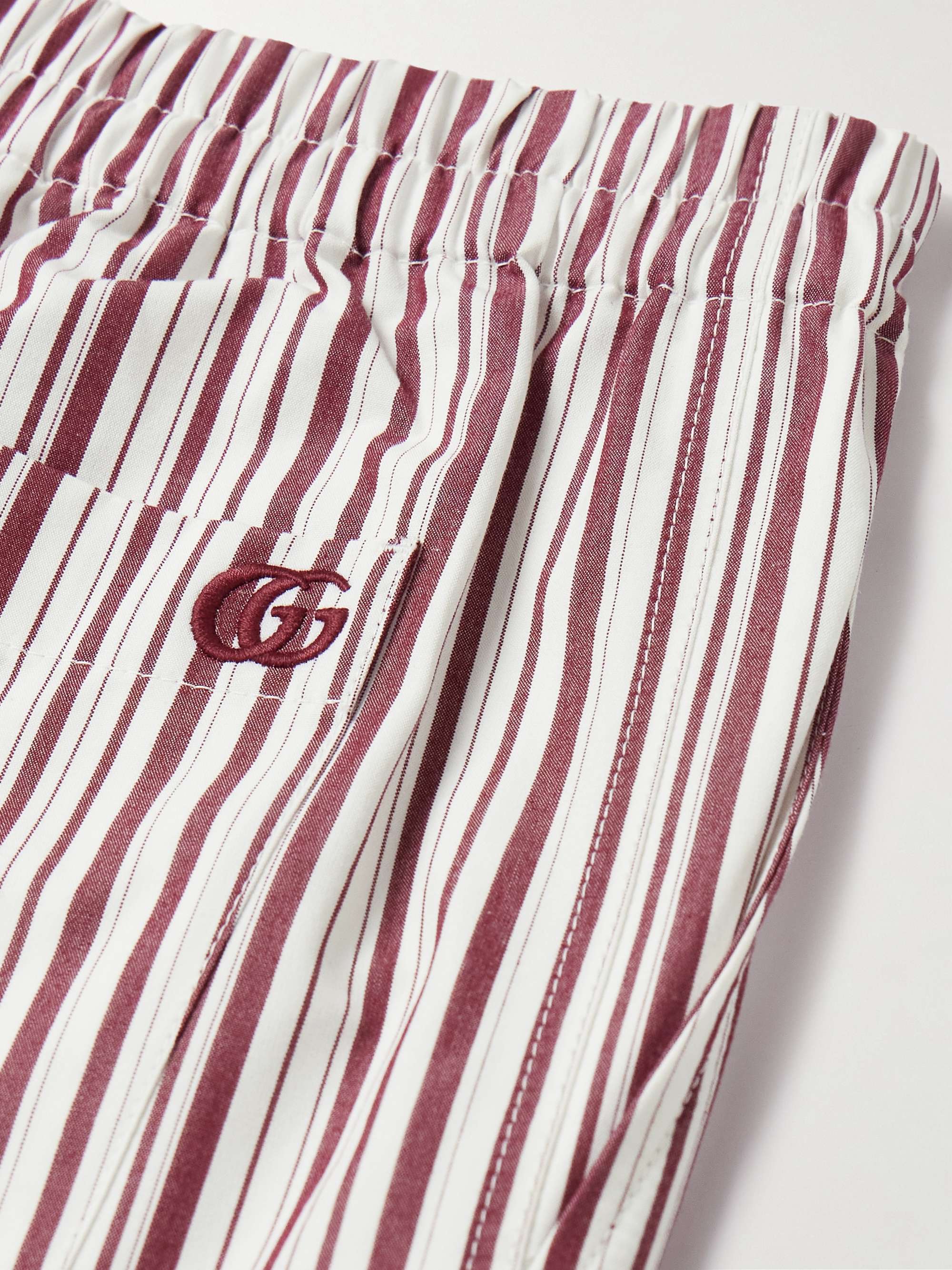 Straight-Leg Striped Cotton-Poplin Shorts view