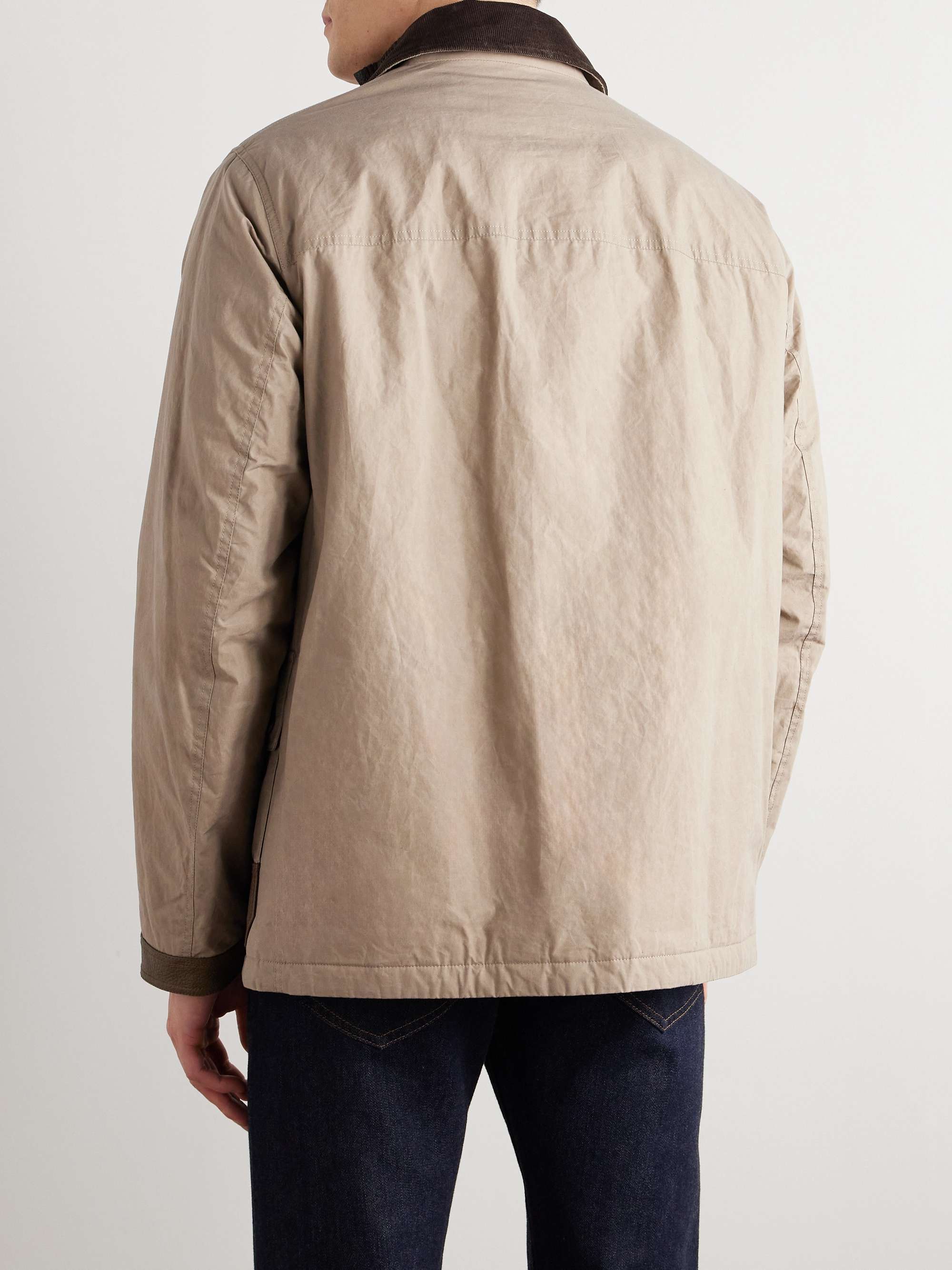 Latch Corduroy and Leather-Trimmed Cotton-Canvas Coat view