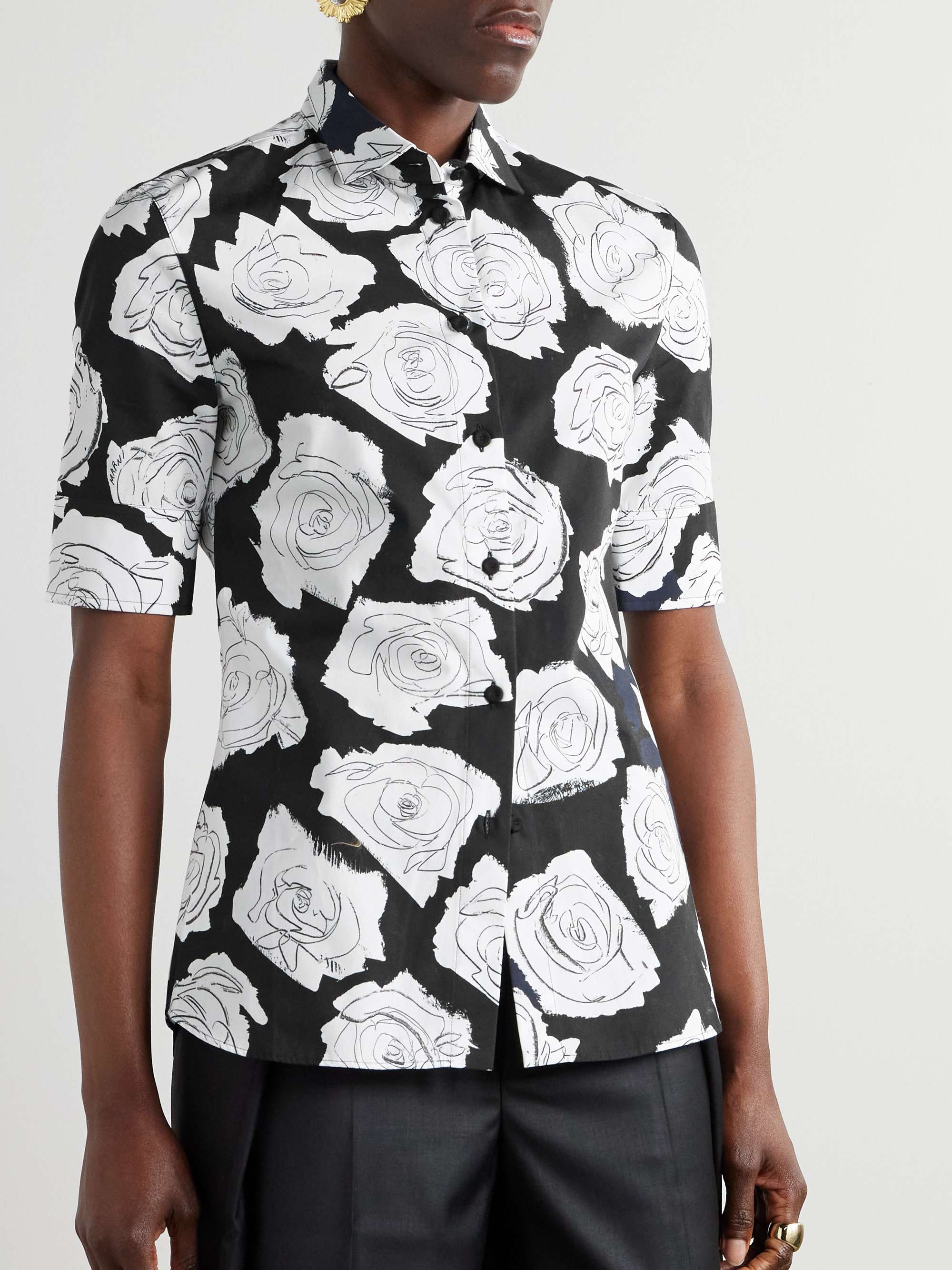 Floral-print cotton shirt view