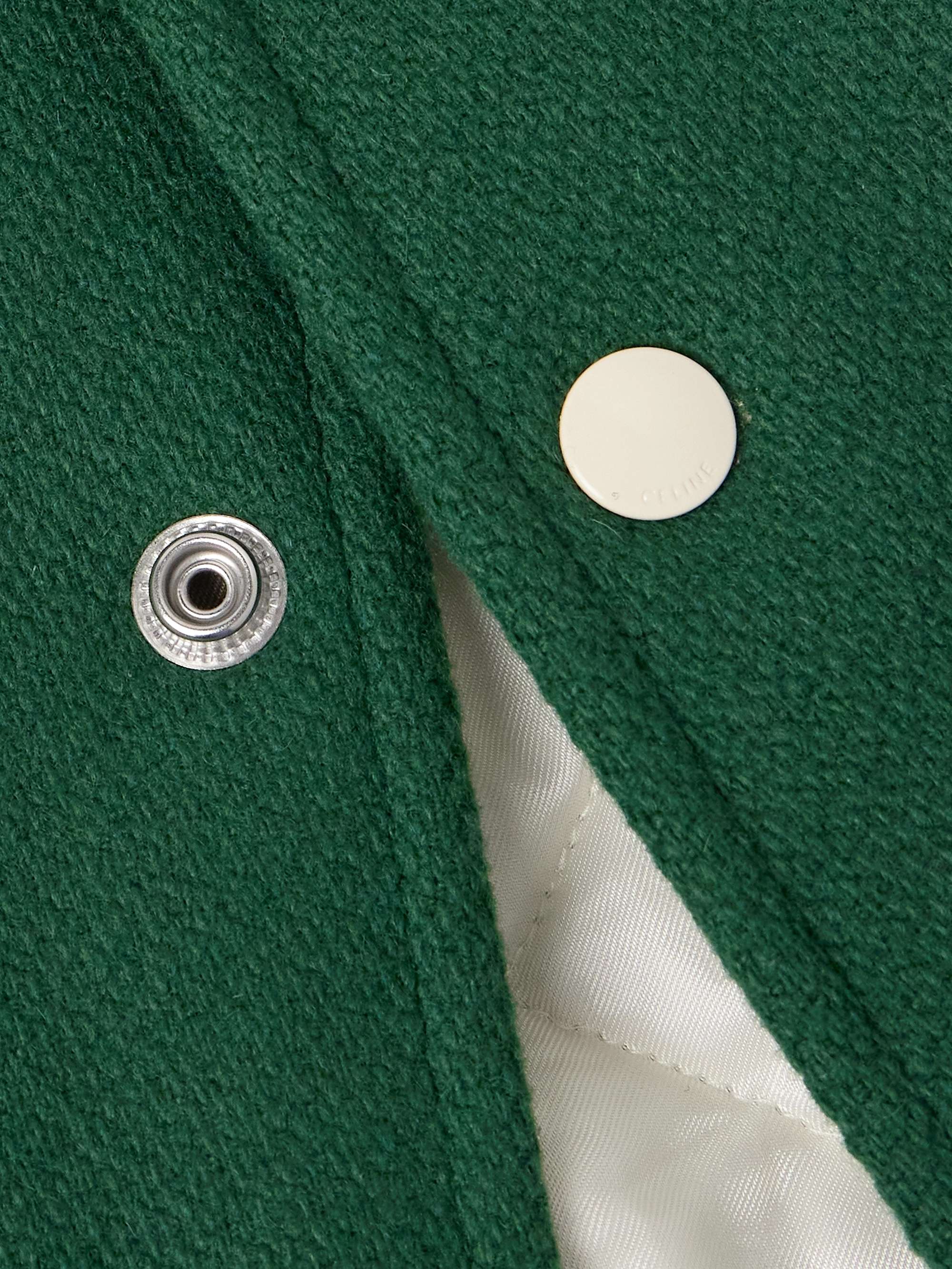 Teddy Logo-Appliquéd Wool-Blend and Leather Varsity Jacket view