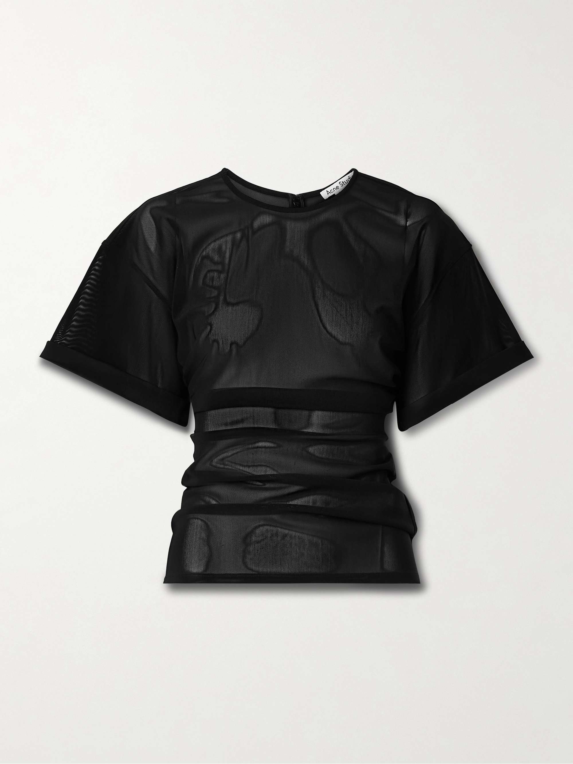 Gathered mesh T-shirt view