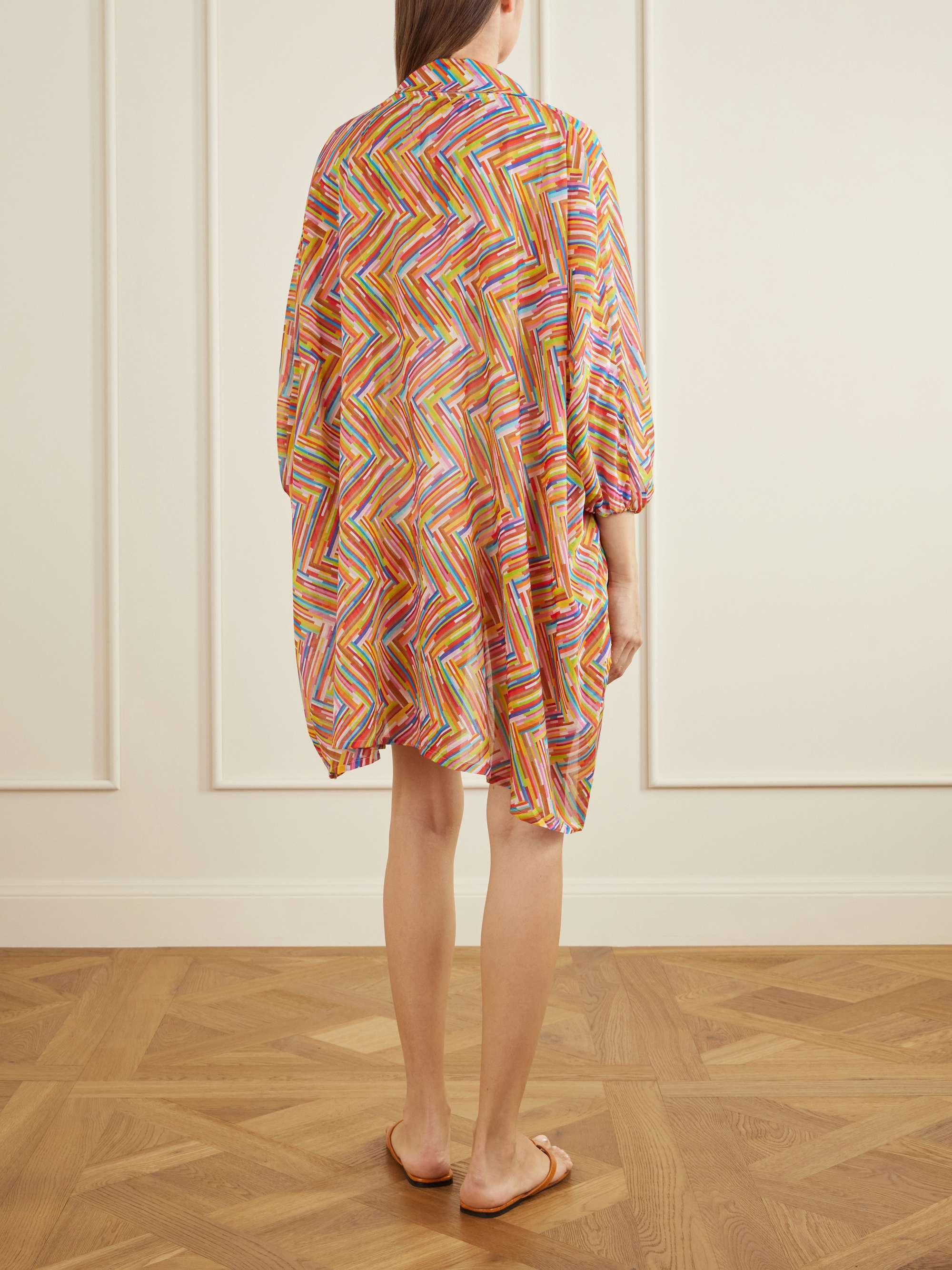 Mare pussy-bow printed cotton and silk-blend voile kaftan view