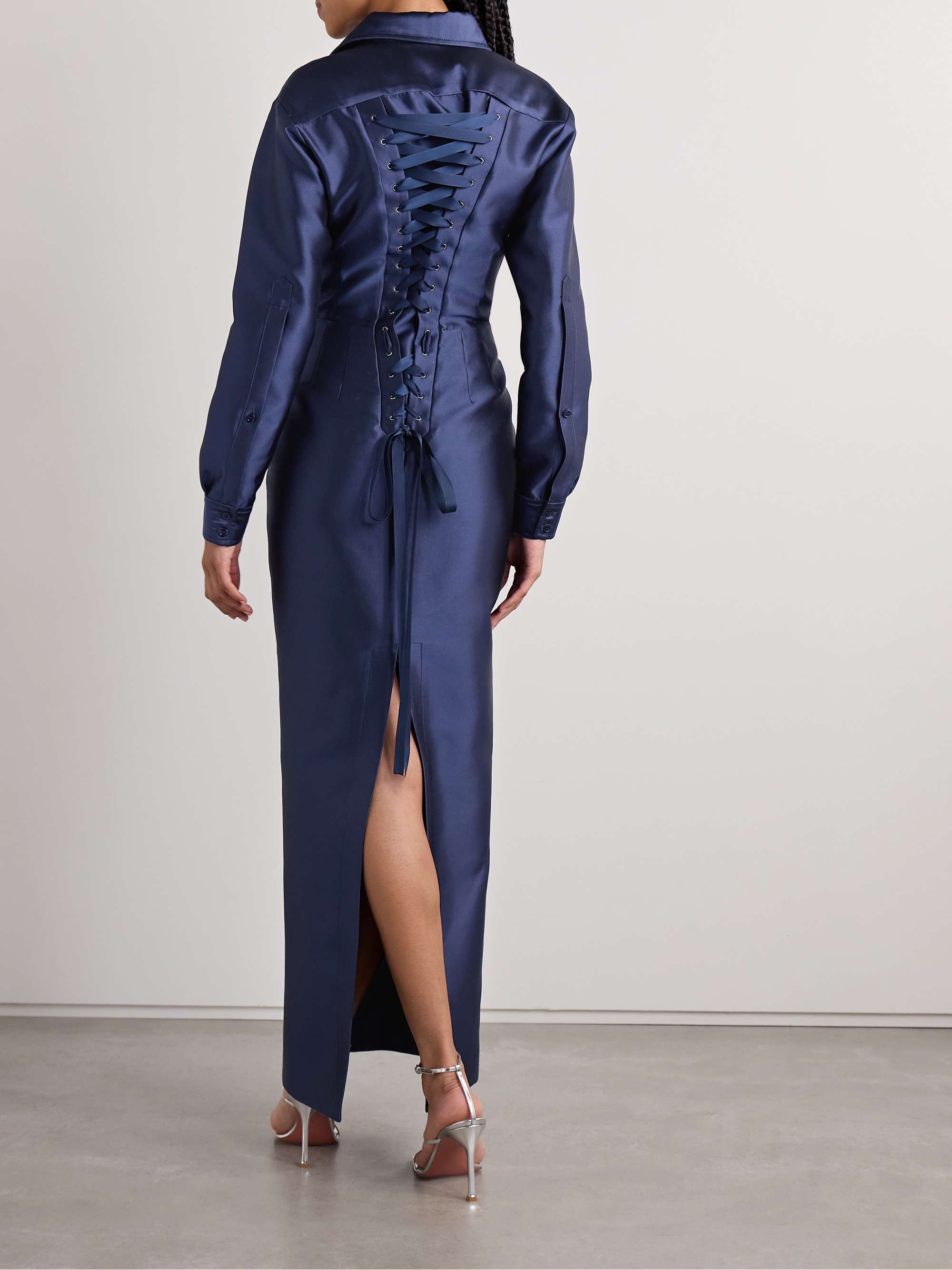 Sailor silk and wool-blend duchesse-satin maxi dress view
