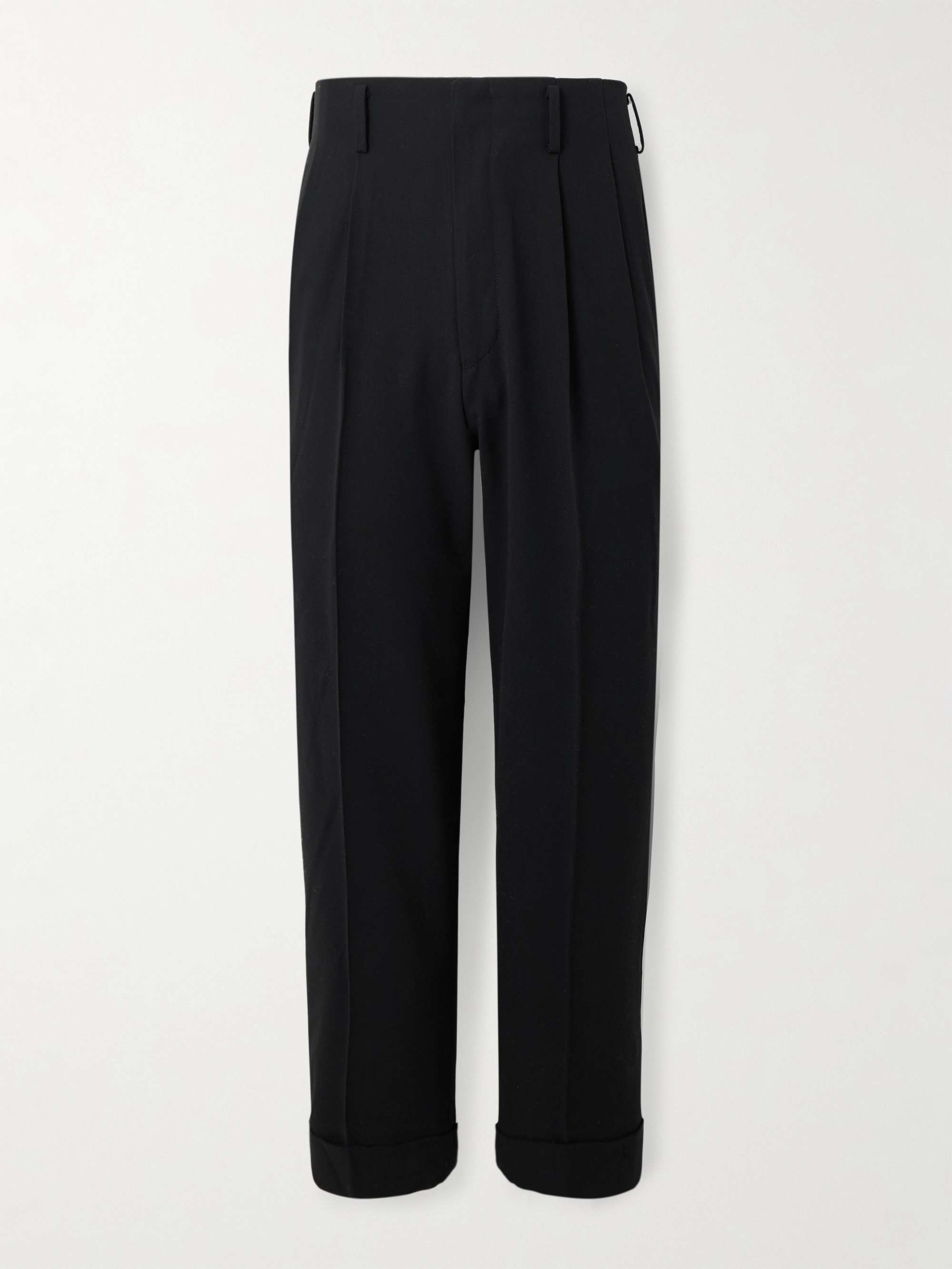 Straight-Leg Pleated Wool-Gabardine Trousers view