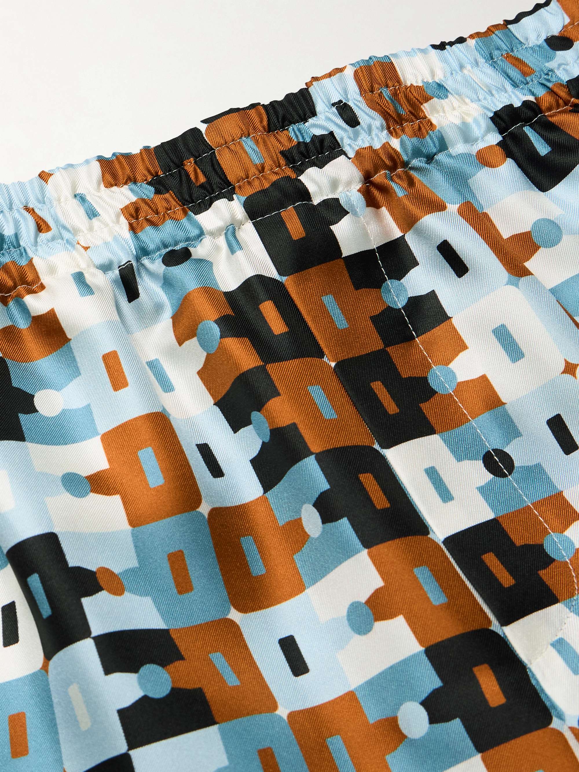 Wide-Leg Printed Silk-Twill Shorts view