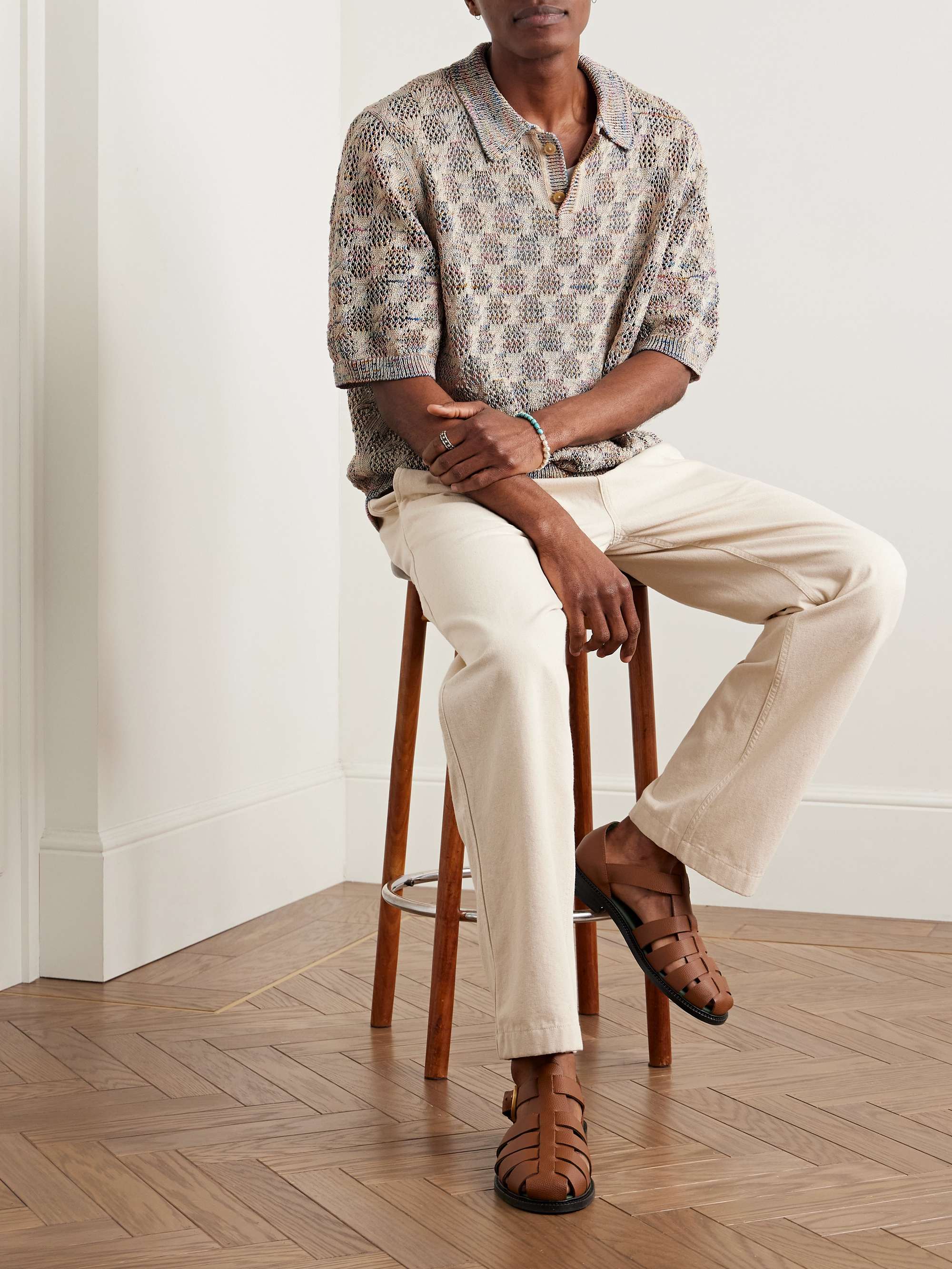 Crocheted Pima Cotton Polo Shirt view