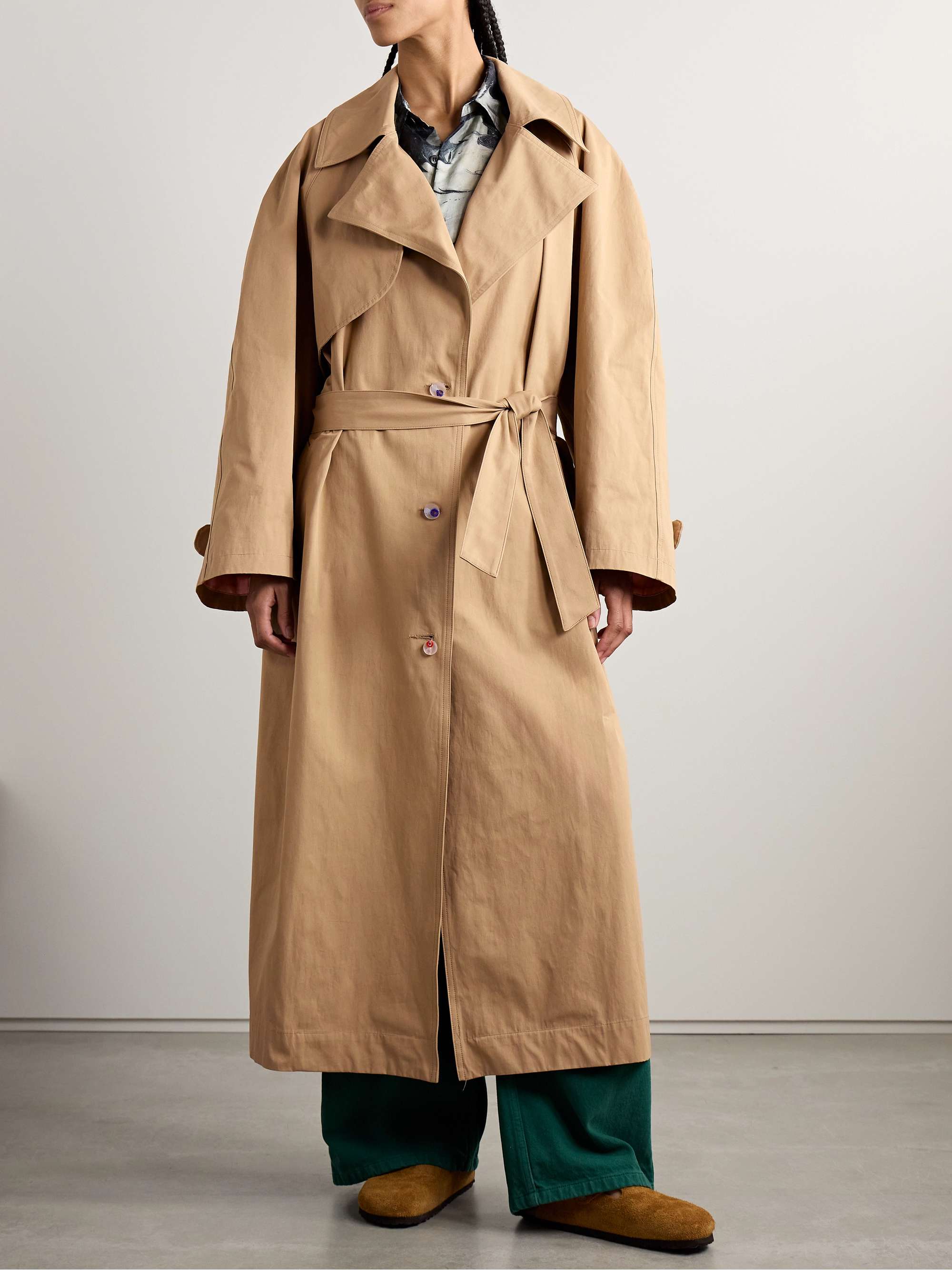 Silvano belted cotton-twill trench coat view