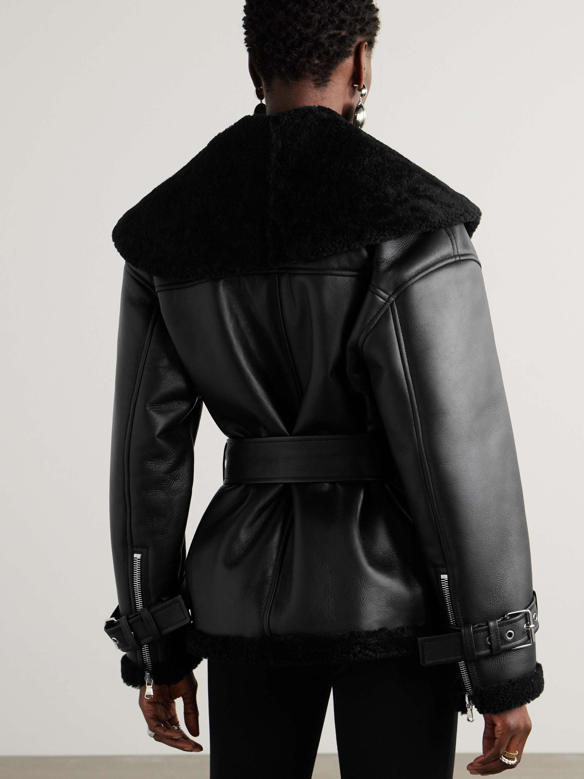 Marcelle belted shearling jacket view