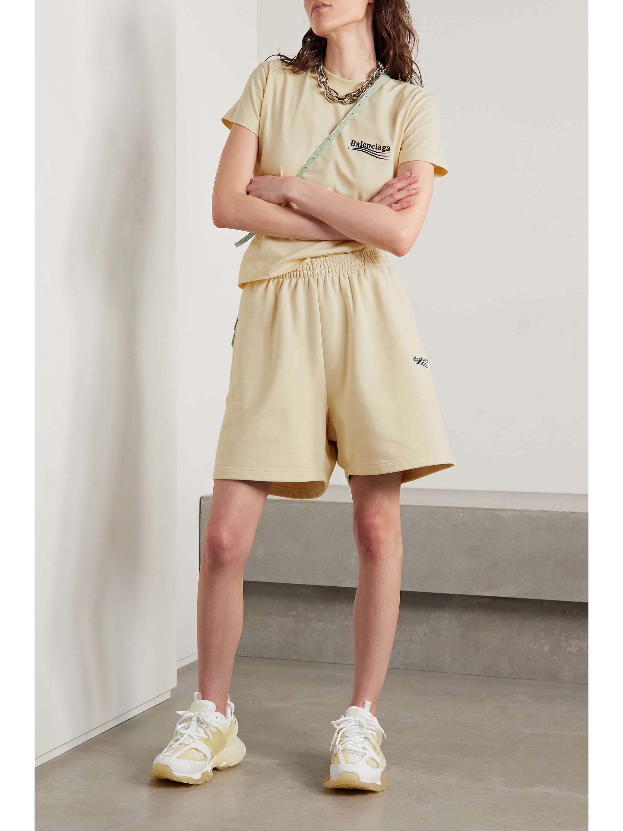 Embroidered cotton-jersey shorts view