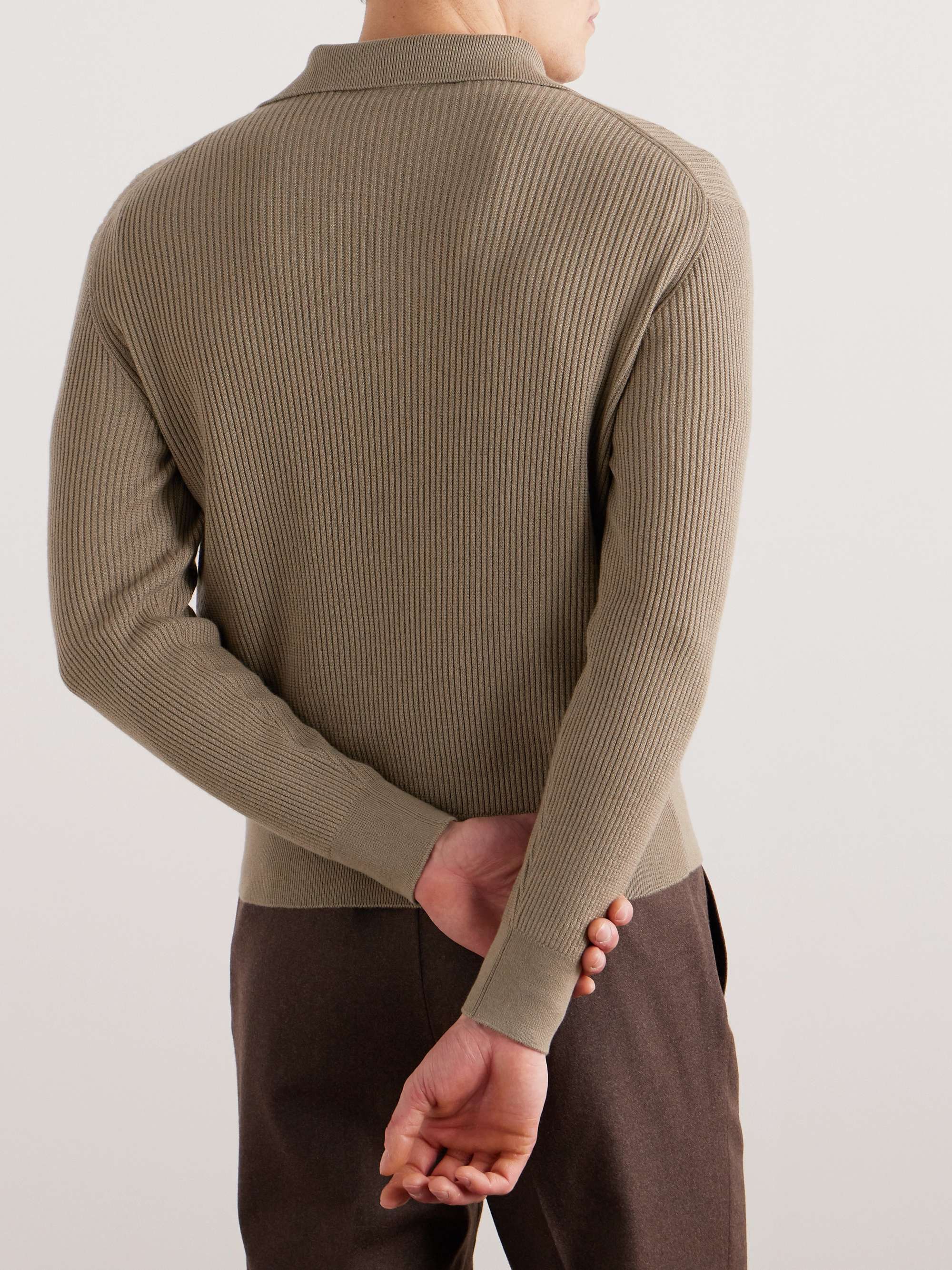 Akan Ribbed Cashmere and Silk-Blend Half-Zip Sweater view