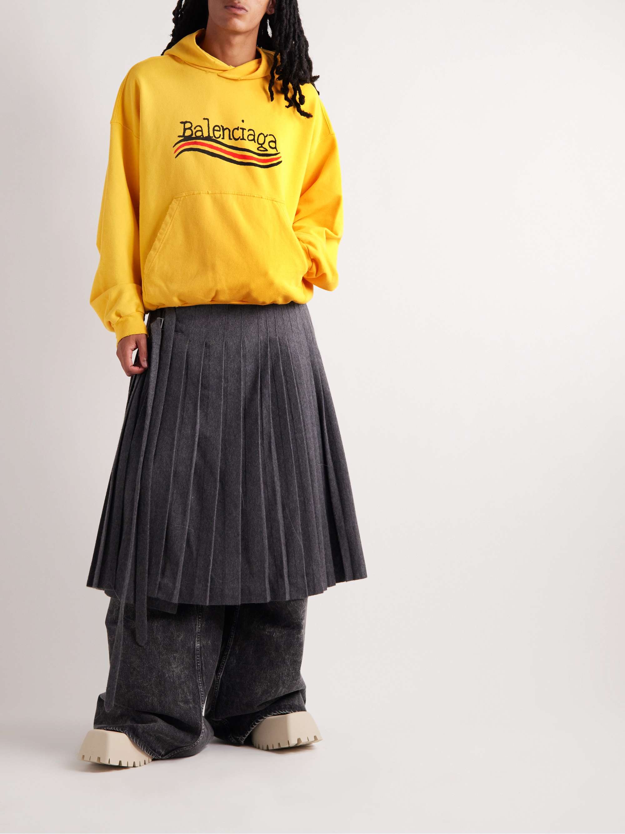Distressed Logo-Print Cotton-Jersey Hoodie view