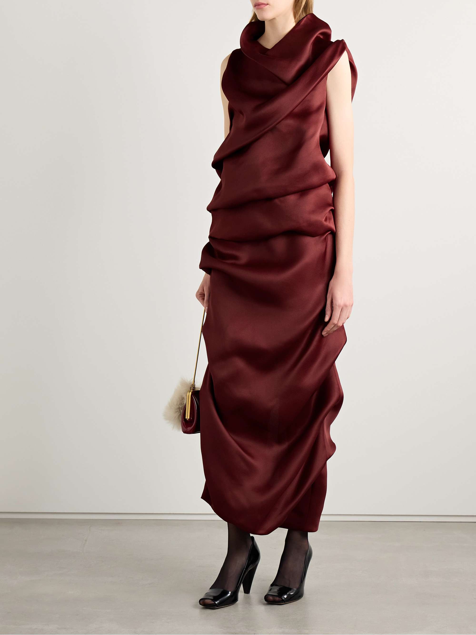 Olula draped silk-gazar midi skirt view