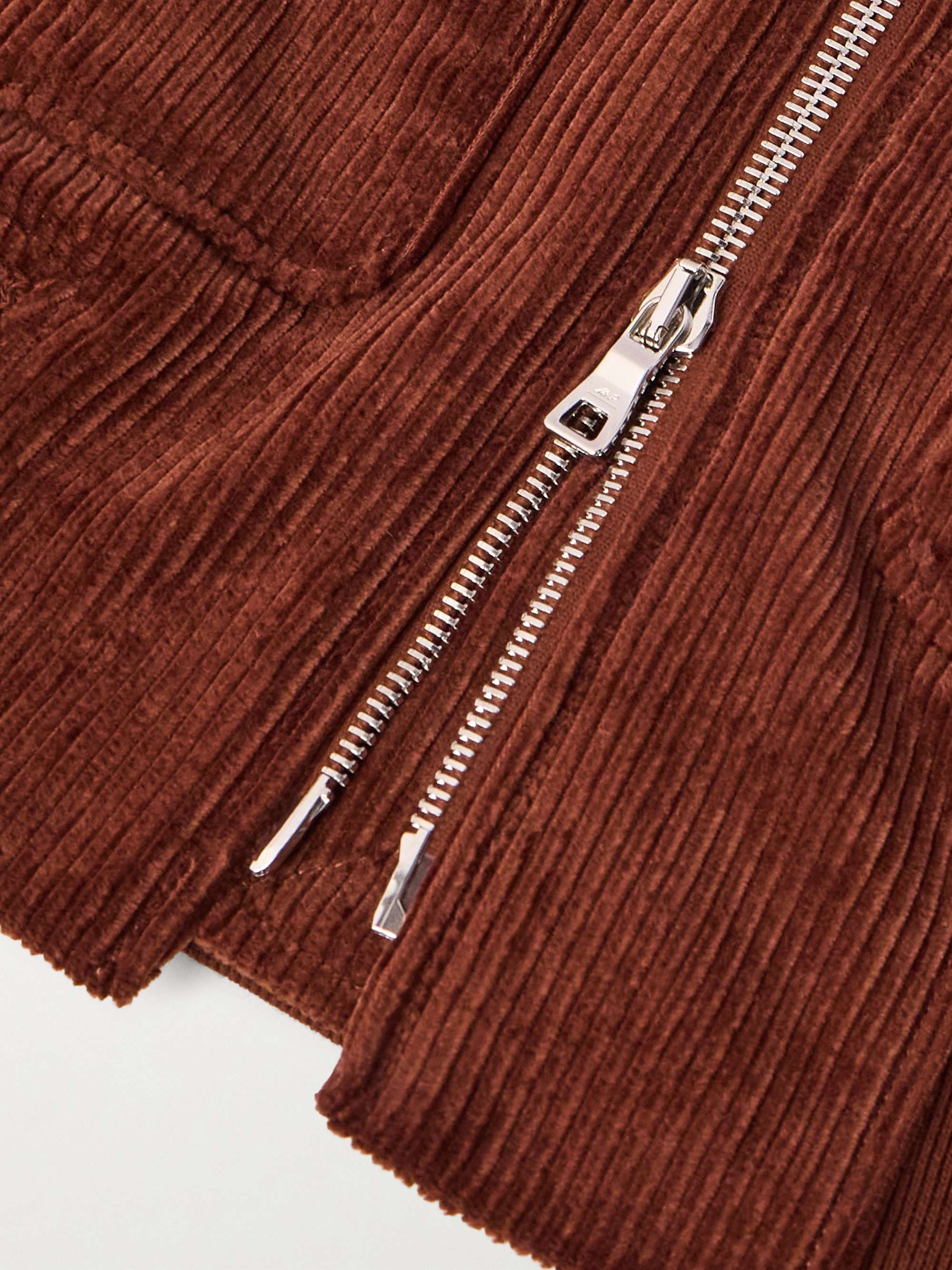 Shearling-Trimmed Cotton-Corduroy Bomber Jacket view