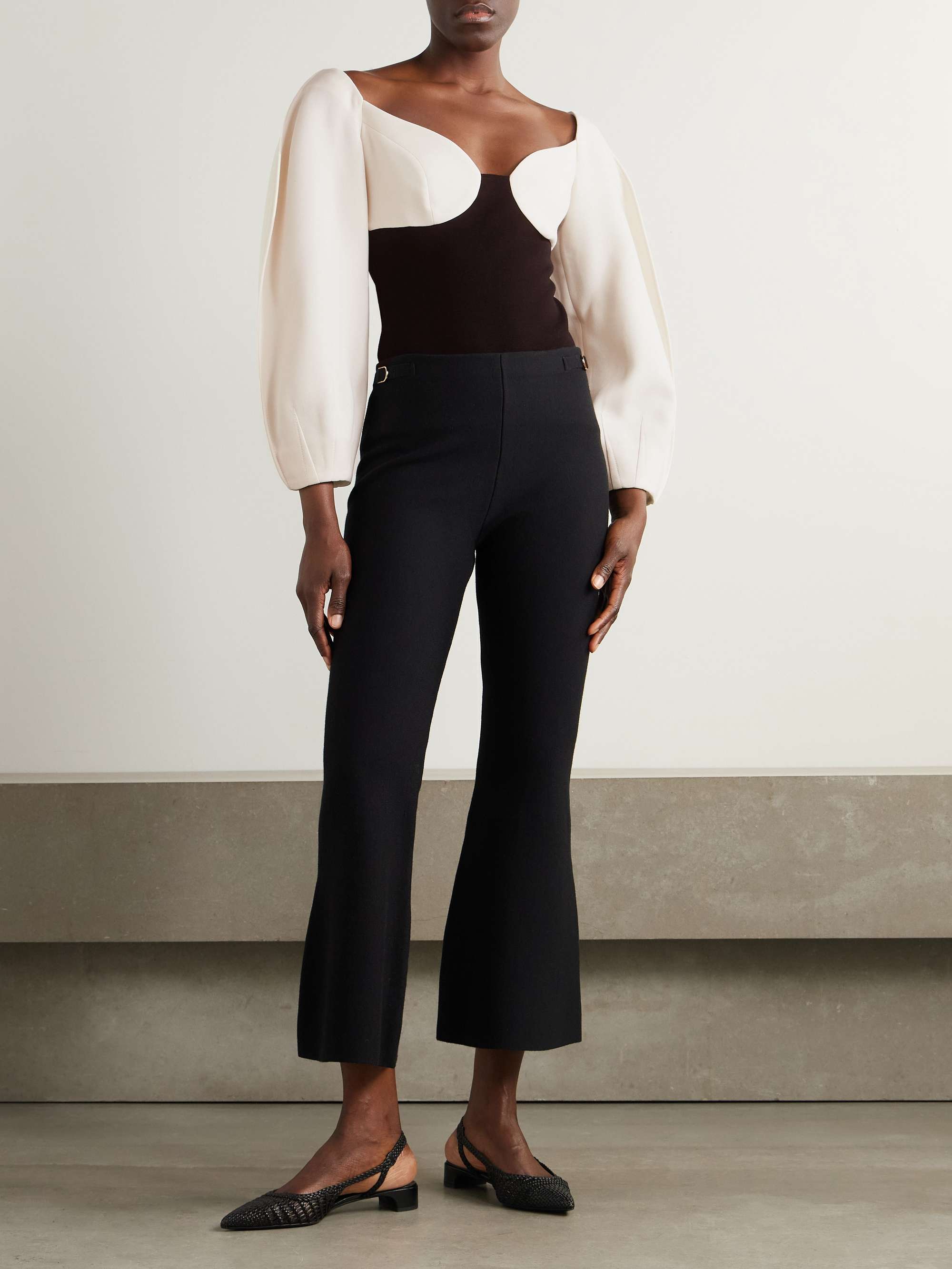 Enoch wool-crepe and silk cropped top view
