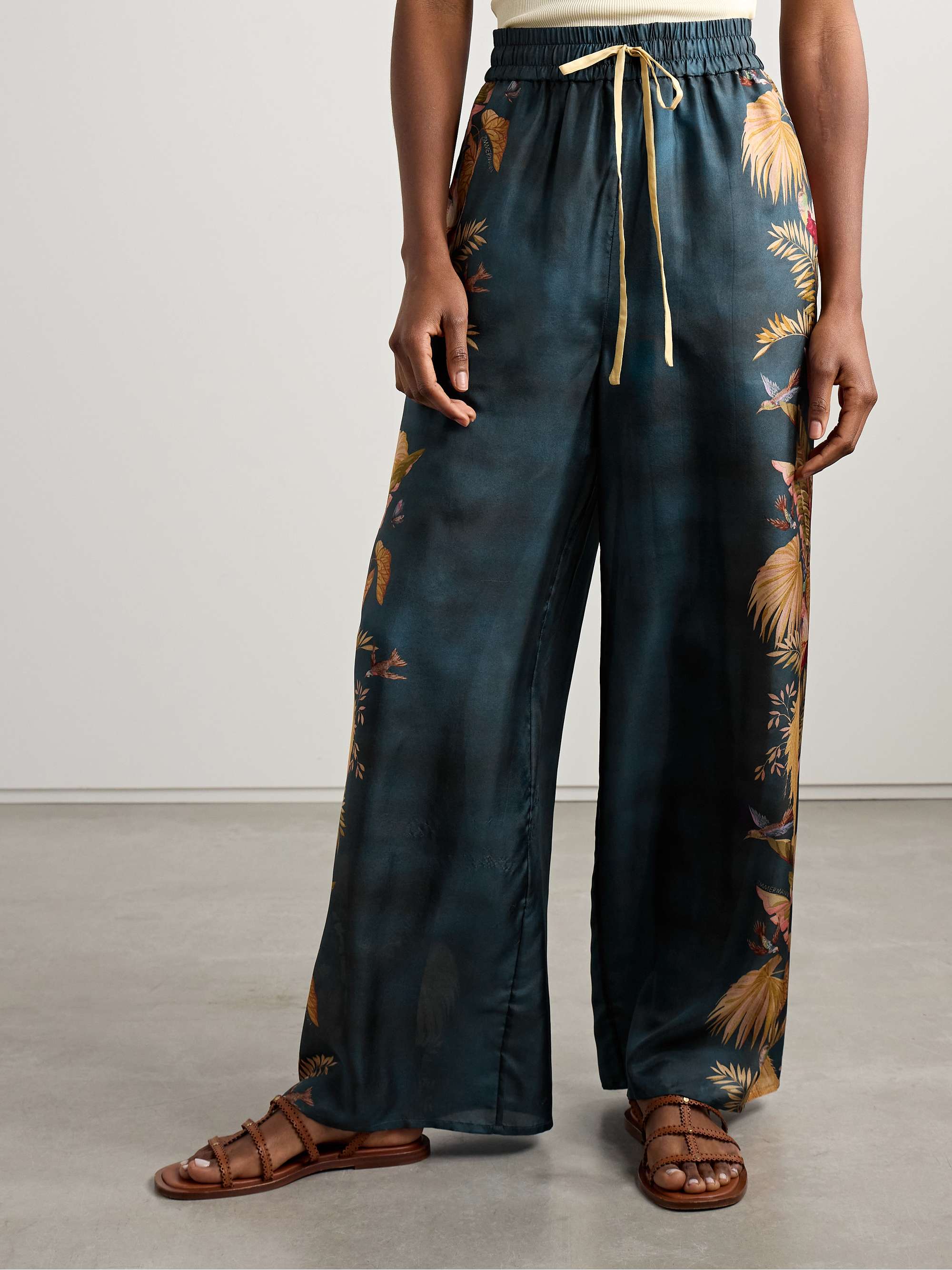 Ascension printed silk-satin wide-leg pants view
