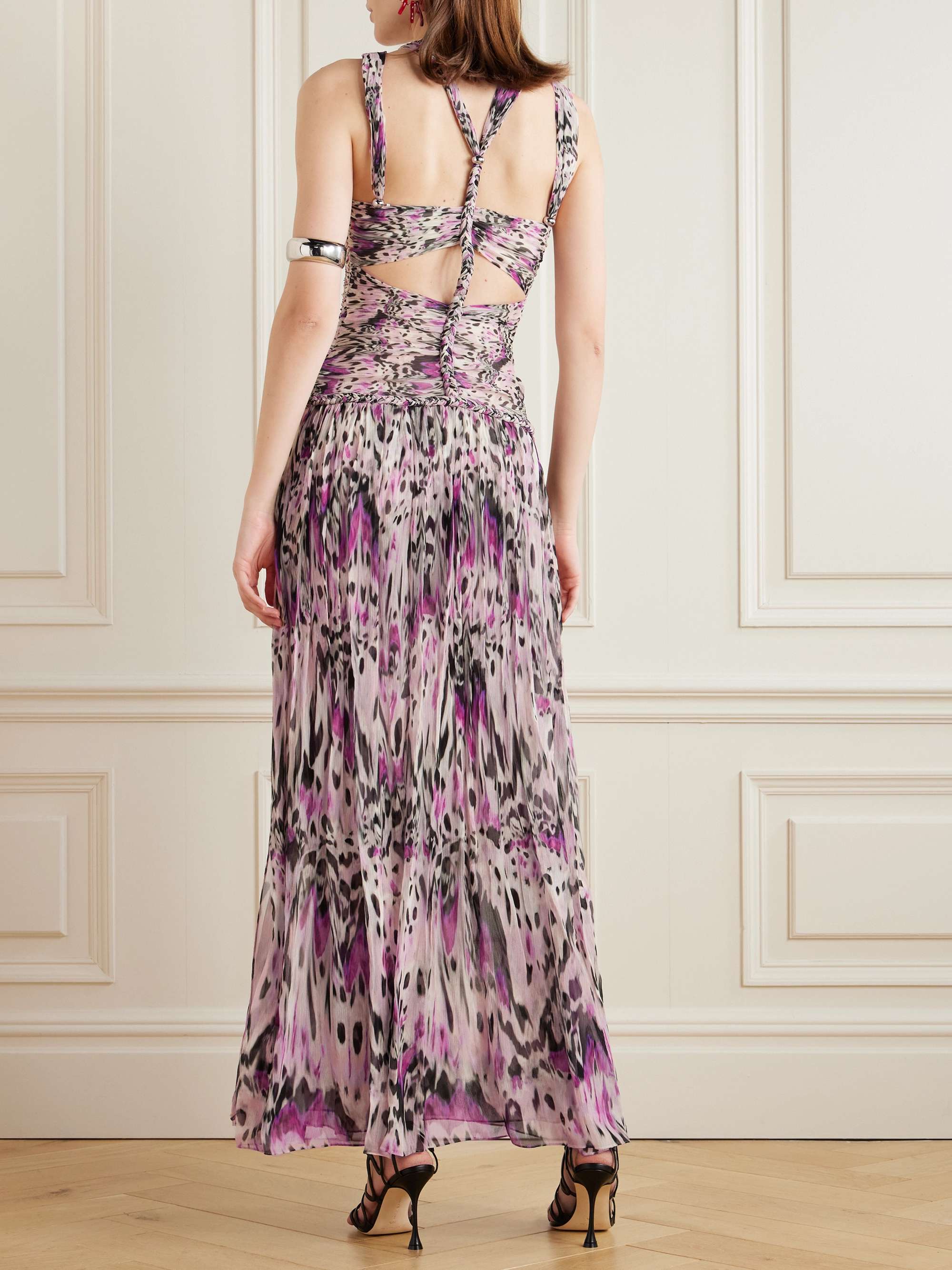 Rafael cutout embellished braided printed silk-crepon maxi dress view