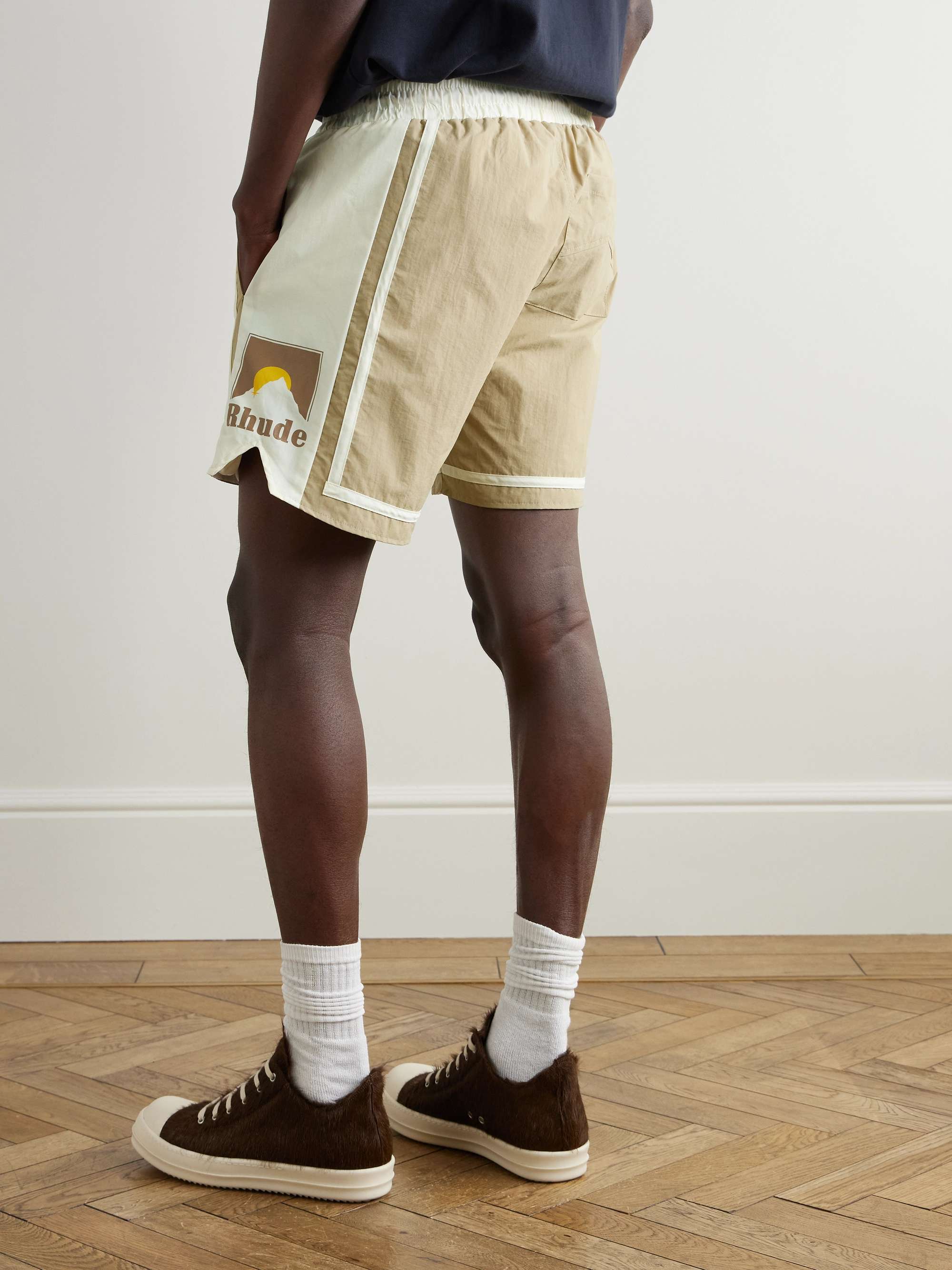 Moonlight Wide-Leg Logo-Print Shell Drawstring Shorts view
