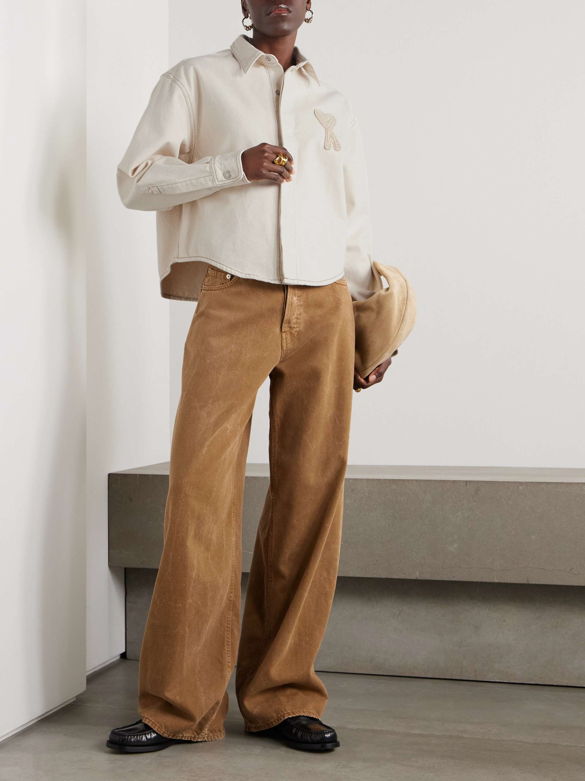 ADC embroidered cotton-twill cropped shirt view