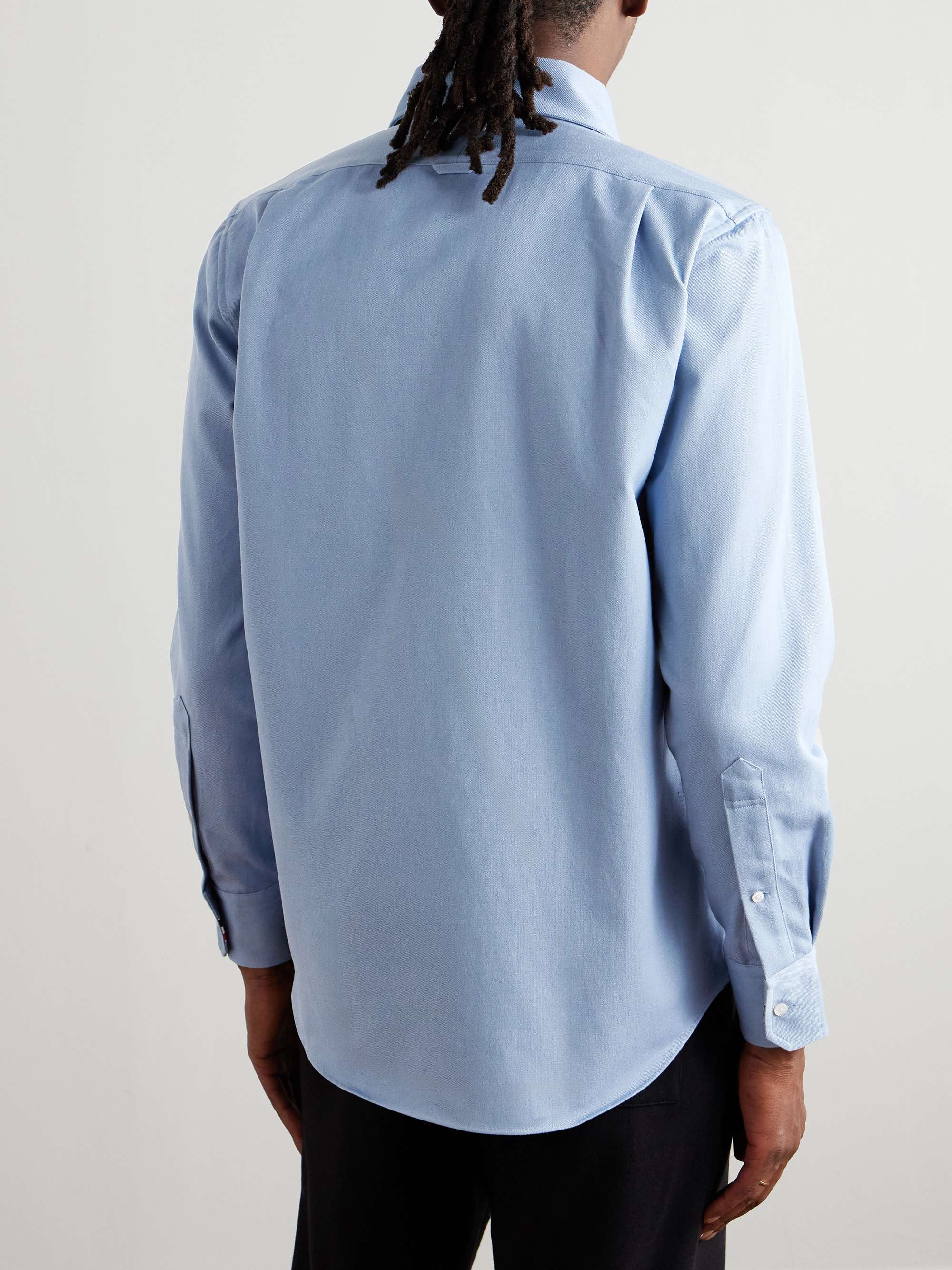 Button Down-Collar Logo-Appliquéd Cotton-Twill Shirt view