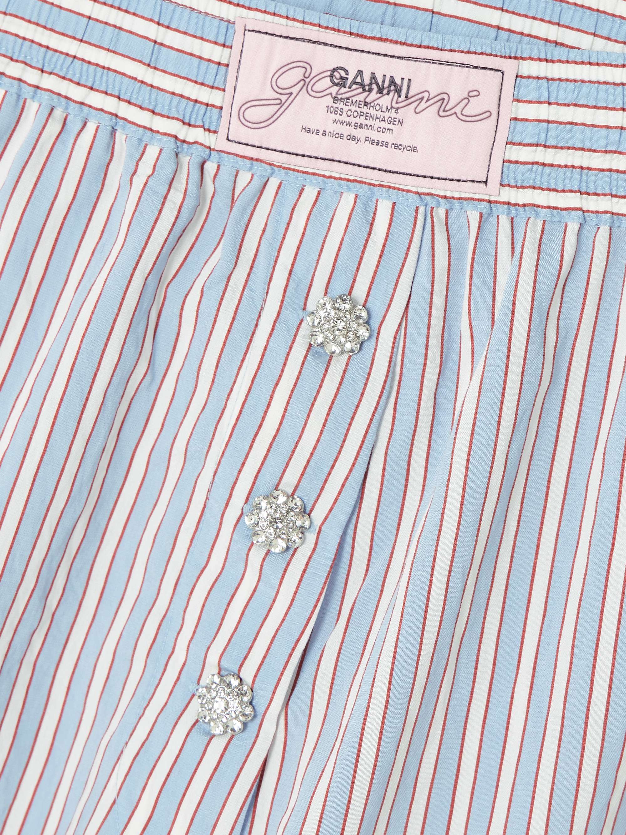 Crystal-embellished striped poplin shorts view