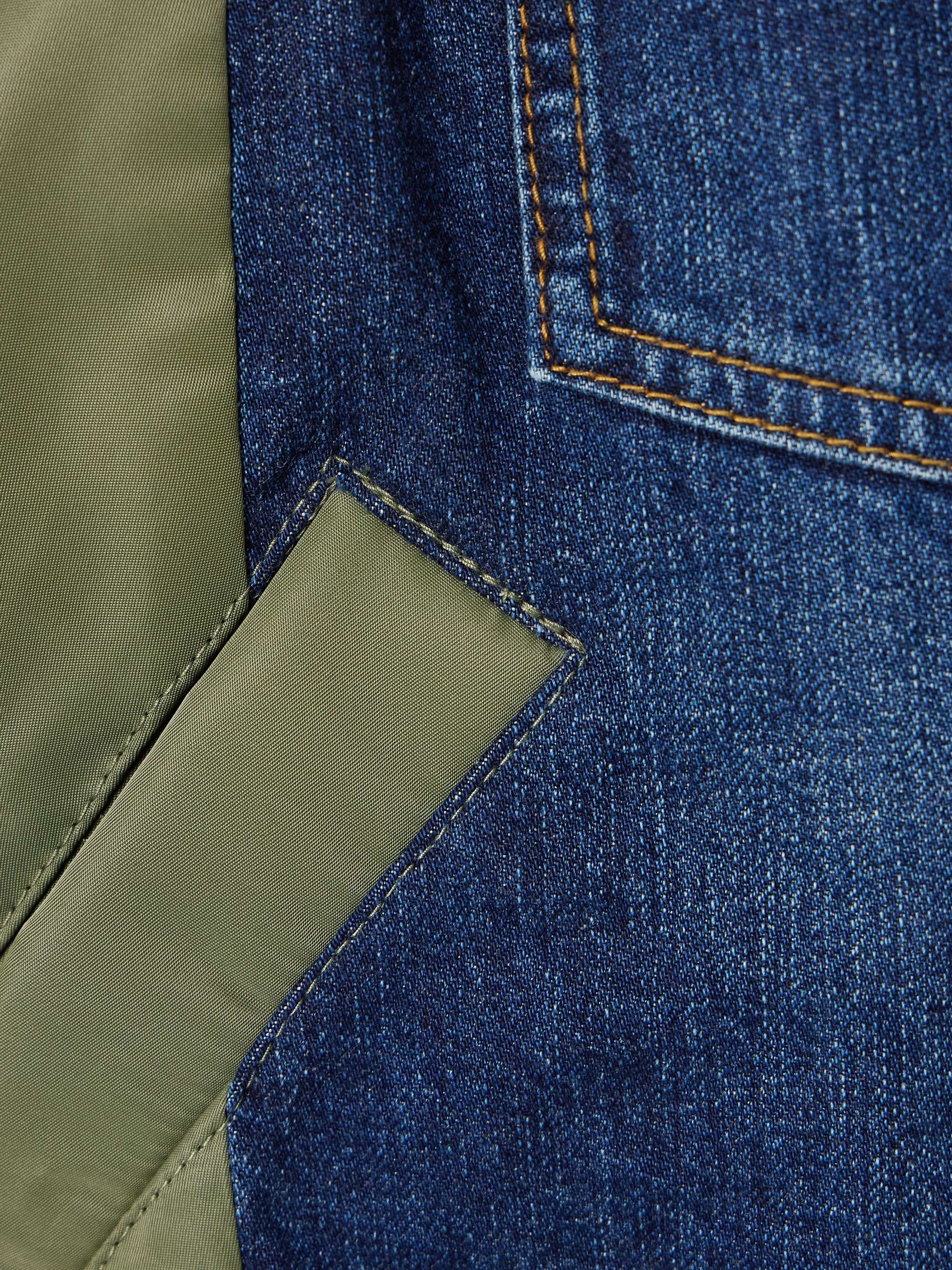 Paneled distressed denim and shell jacket view