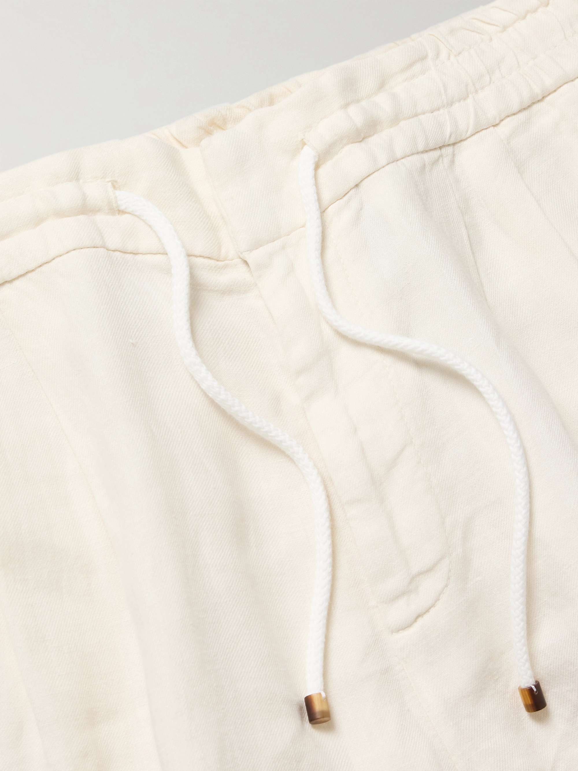 Straight-Leg Pleated Linen Drawstring Bermuda Shorts view