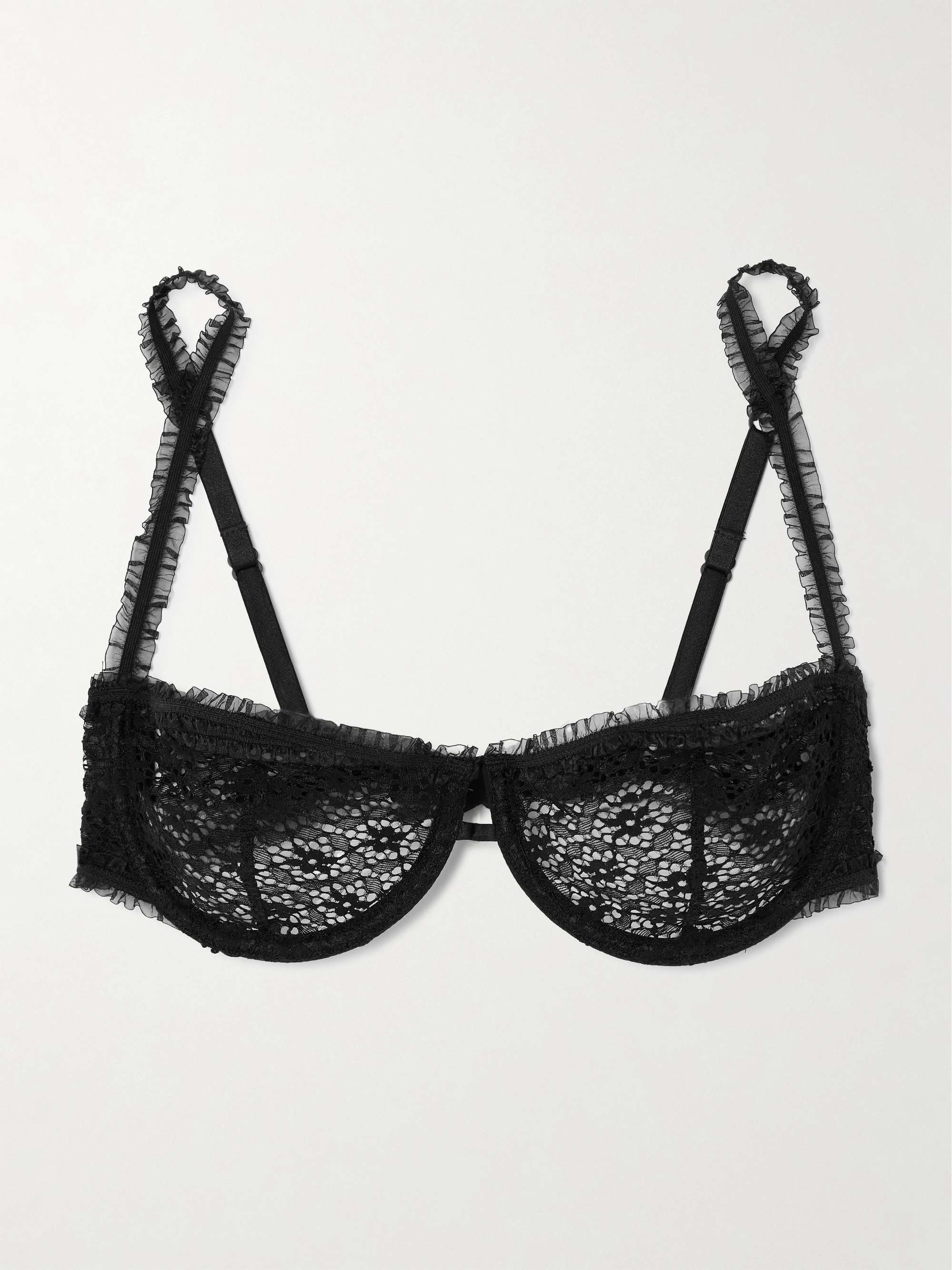 Chante ruffled tulle-trimmed lace underwired soft-cup balconette bra view