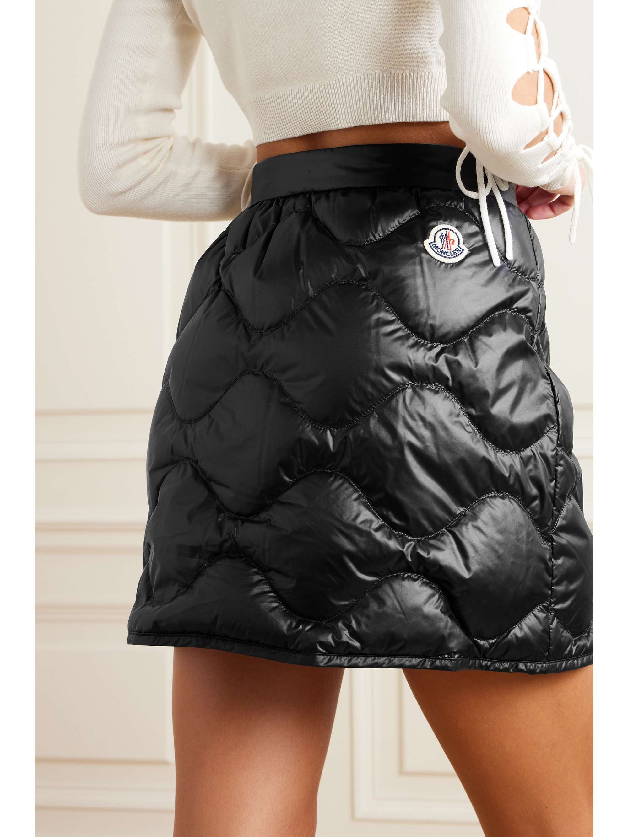 Quilted shell down mini wrap skirt view