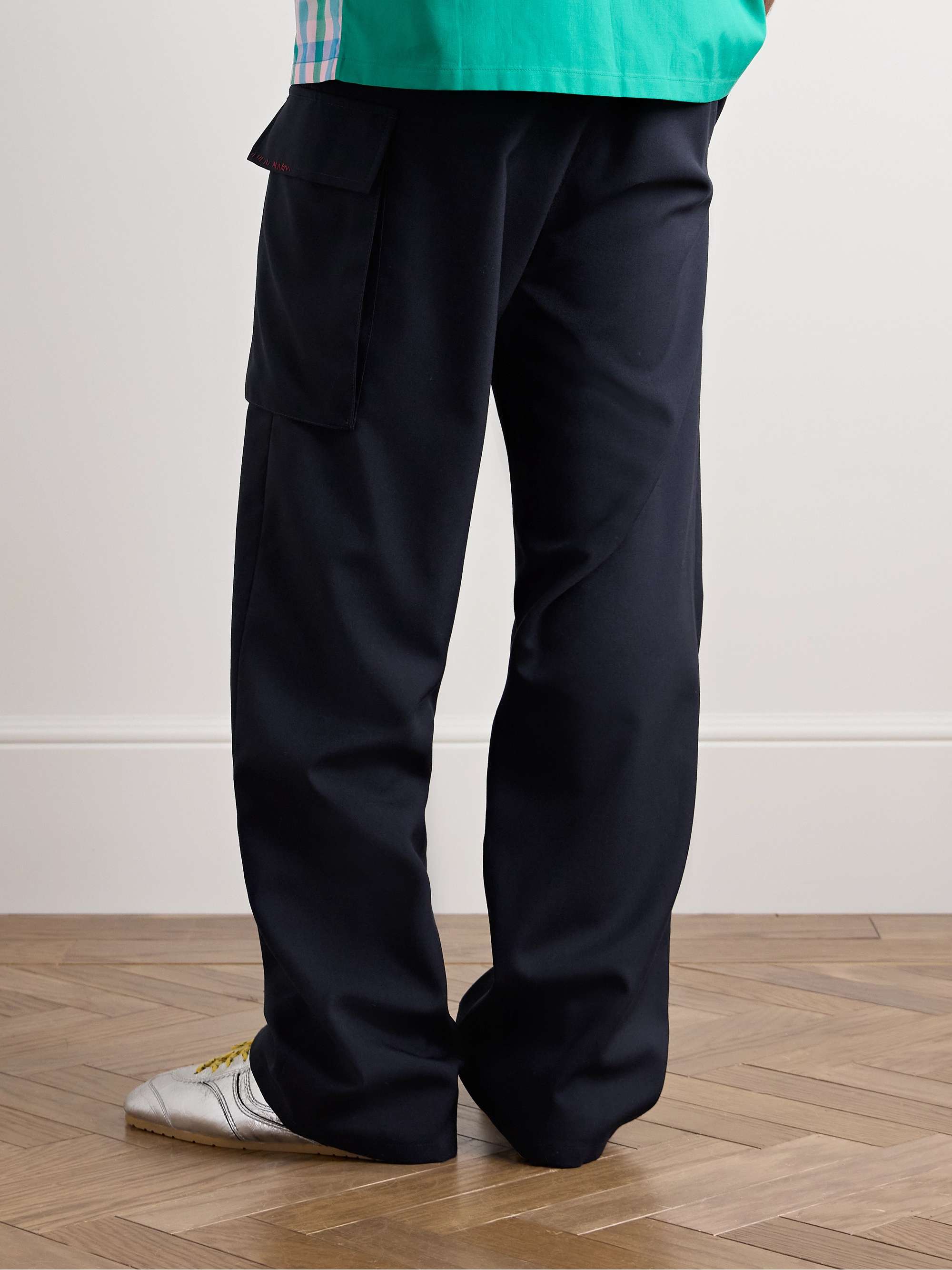 Straight-Leg Logo-Embroidered Virgin Wool Trousers view