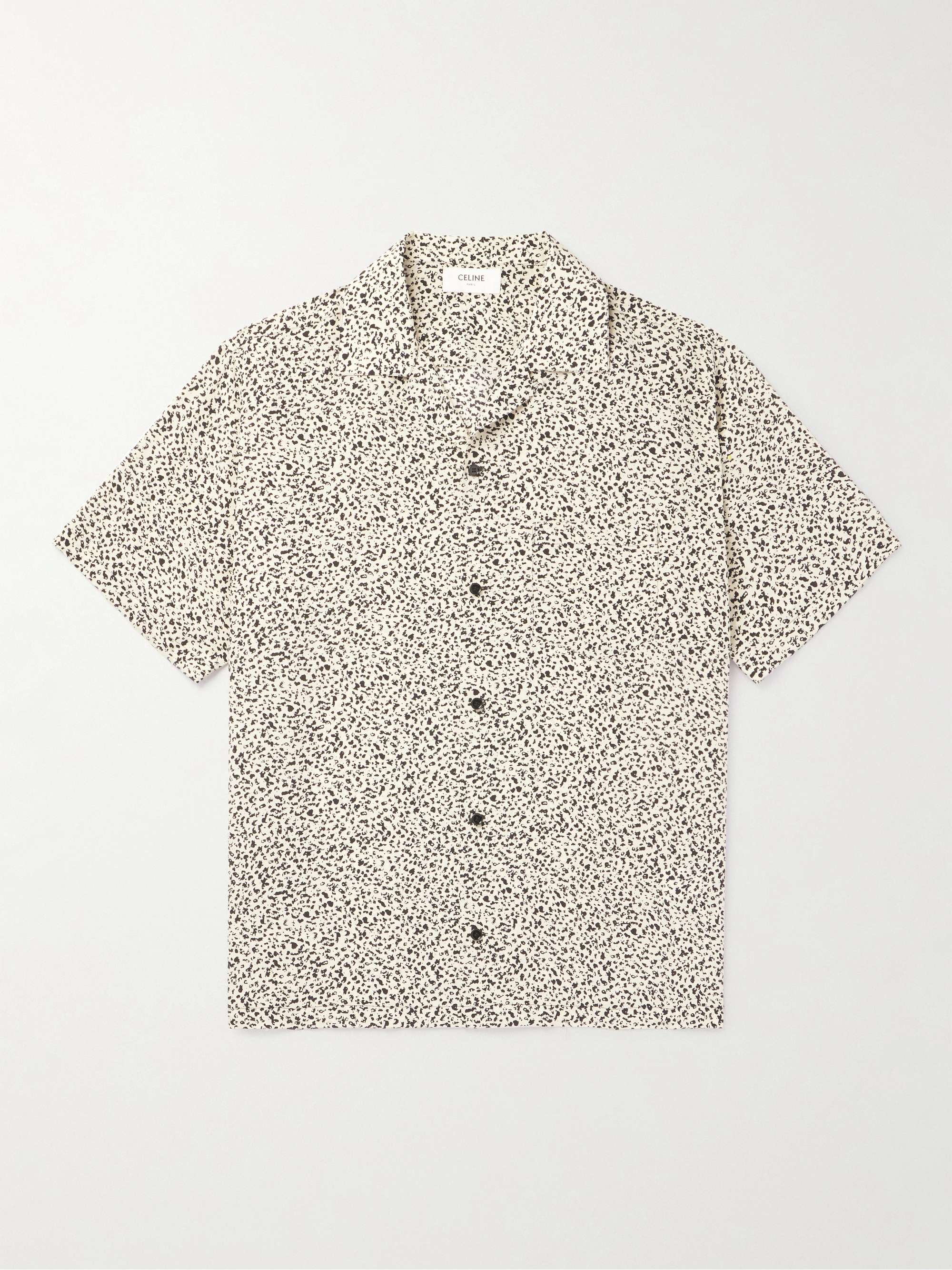 Camp-Collar Leopard-Print Silk Crepe de Chine Shirt view