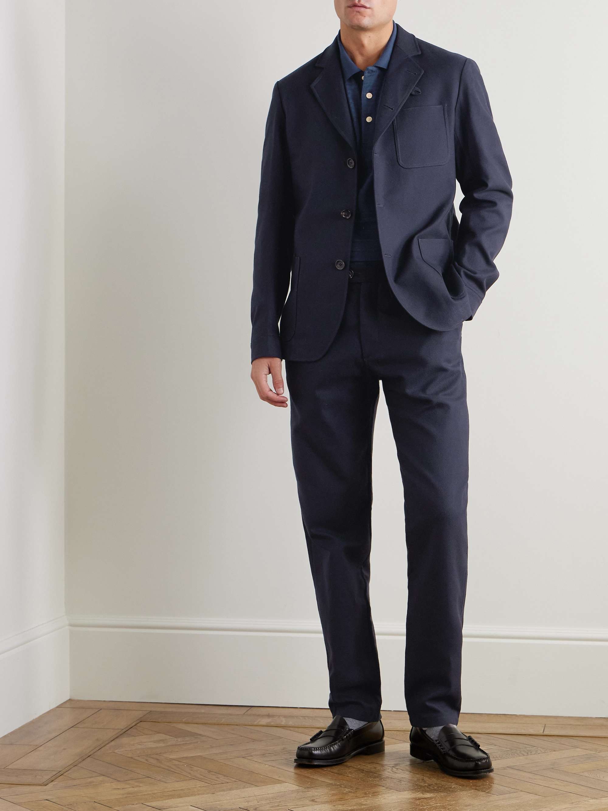Fishtail Straight-Leg Cotton Suit Trousers view