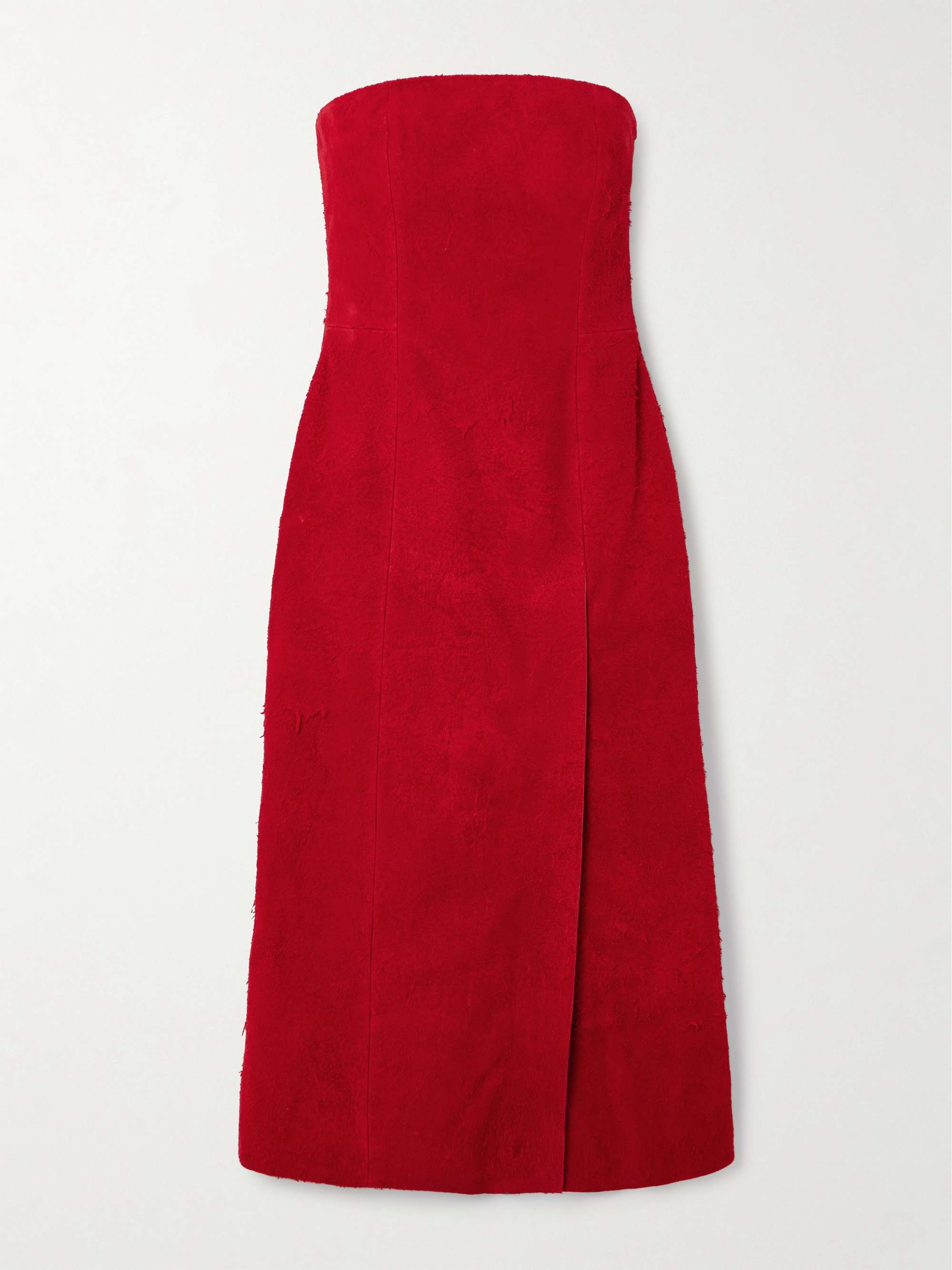 Strapless suede midi dress view