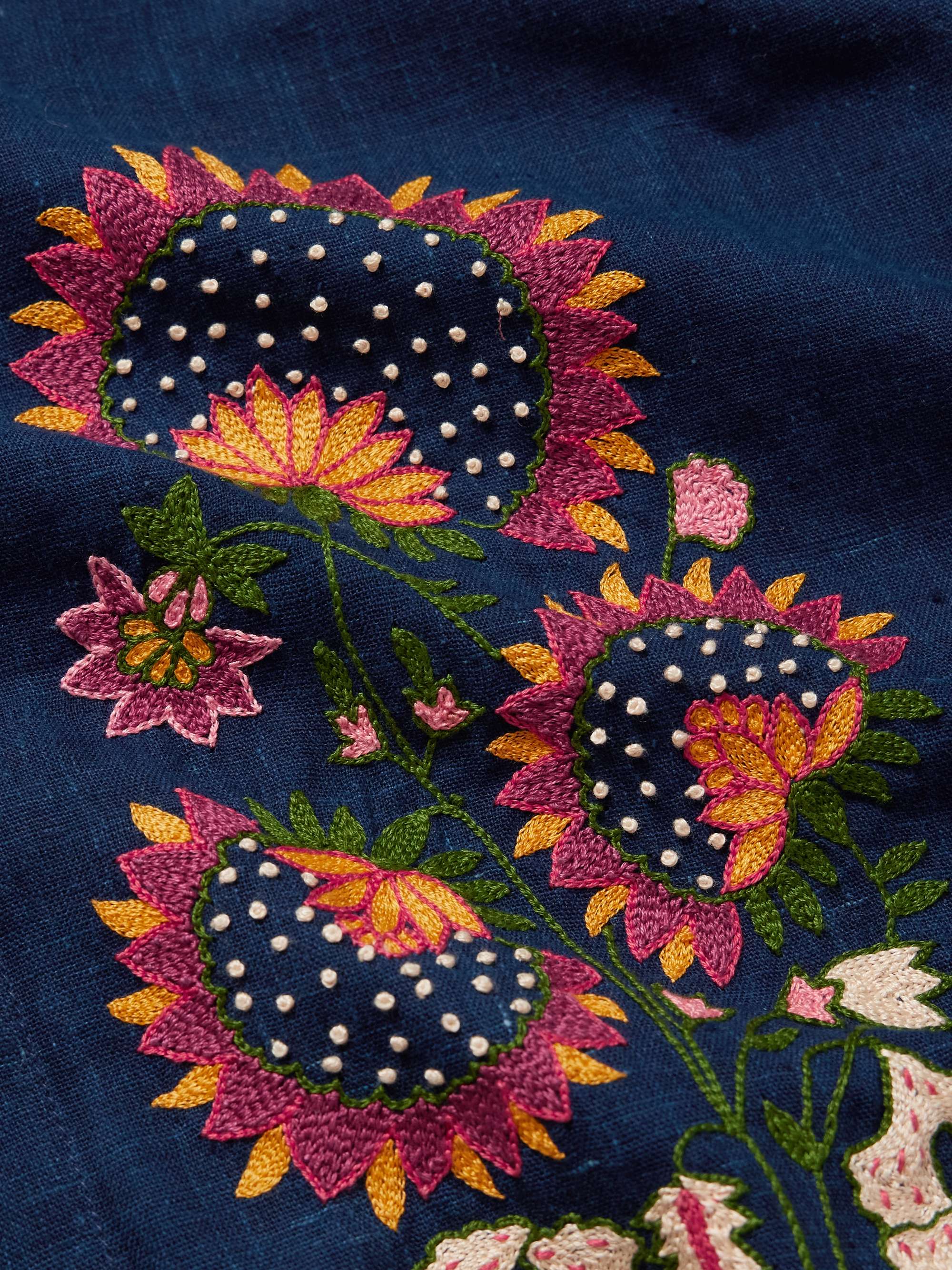 Luis Embroidered Indigo-Dyed Cotton Shirt view
