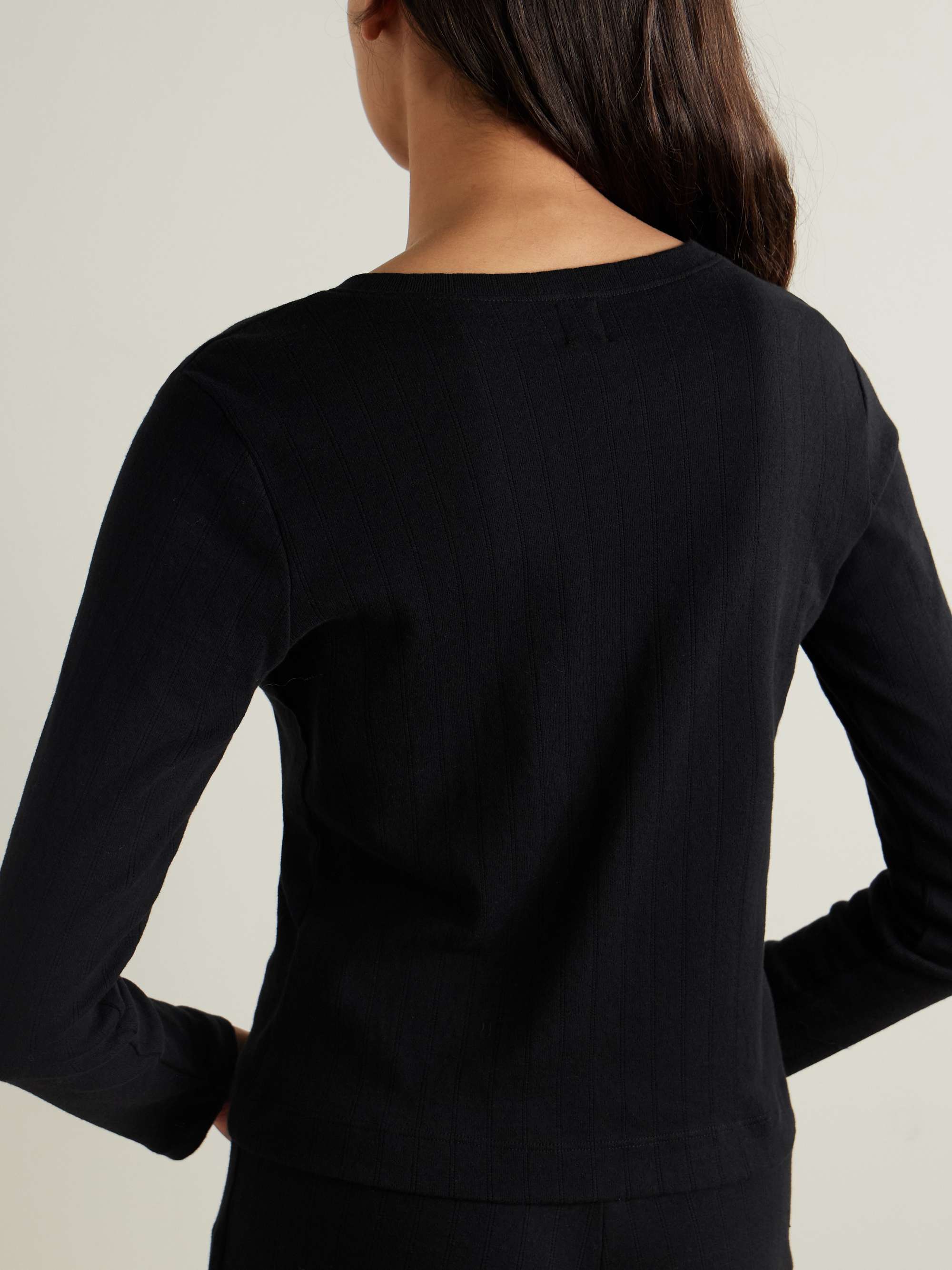 Pointelle-knit cotton cardigan view