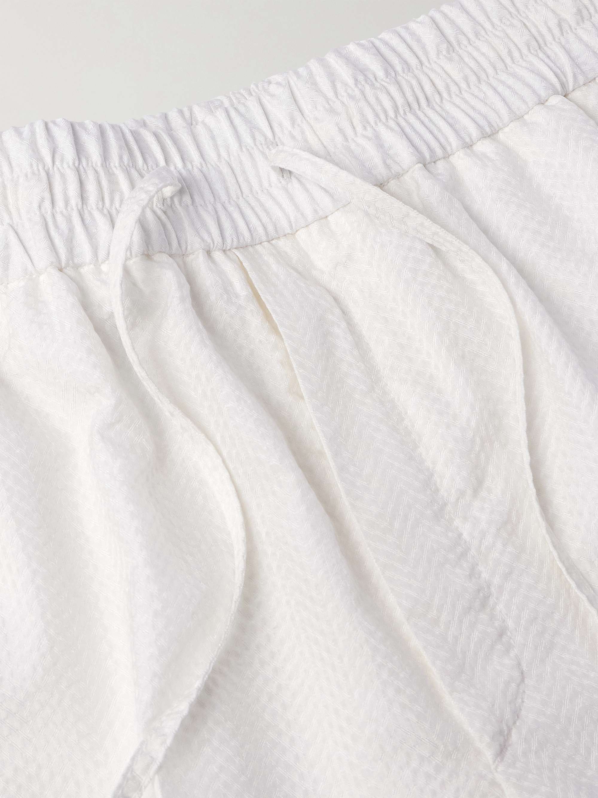 Straight-Leg Herringbone Striped Silk-Seersucker Shorts view