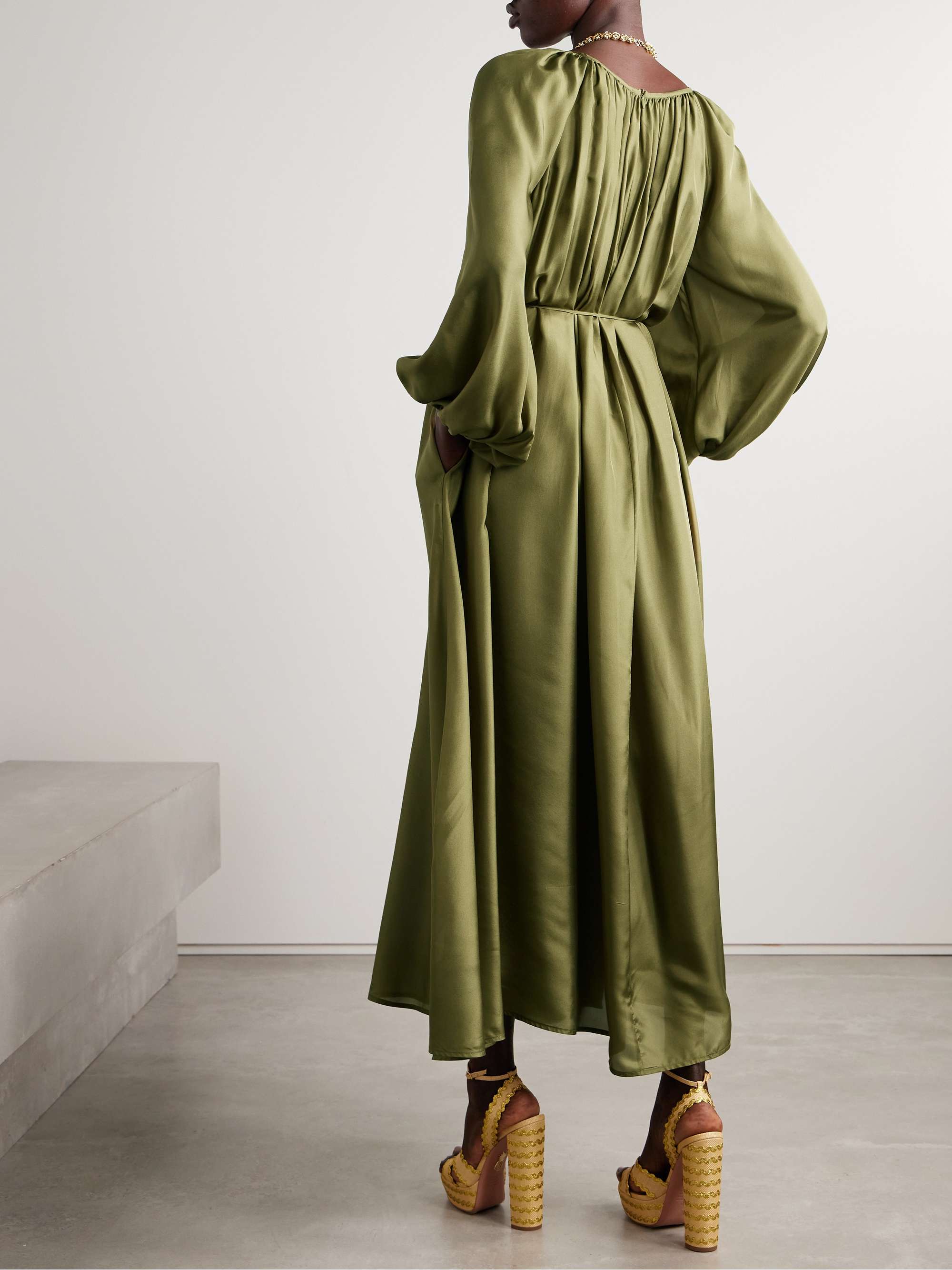 Acacia belted silk midi dress view