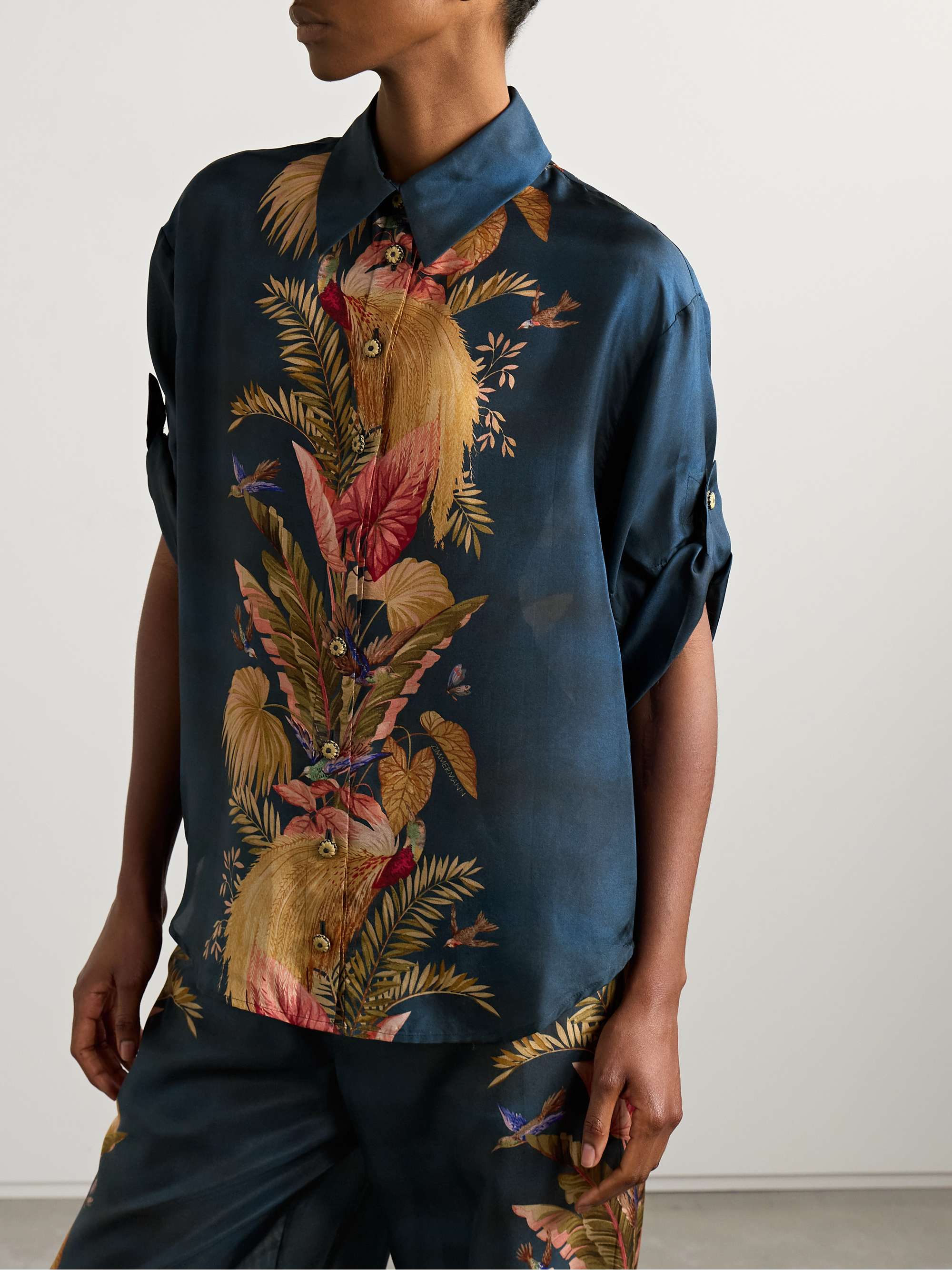 Ascension printed silk-satin shirt view